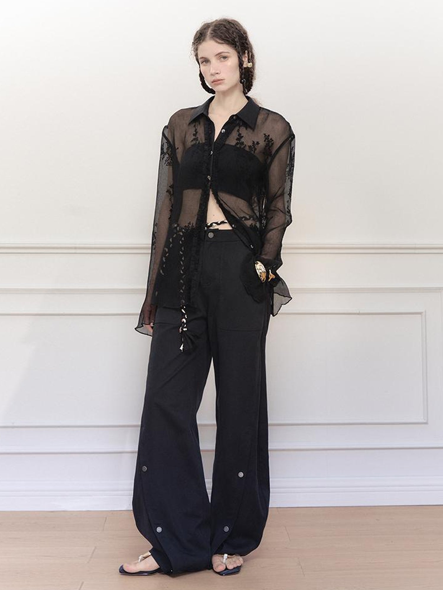 AnnoMundi Textured Sheer Linen Look Sun Shirt