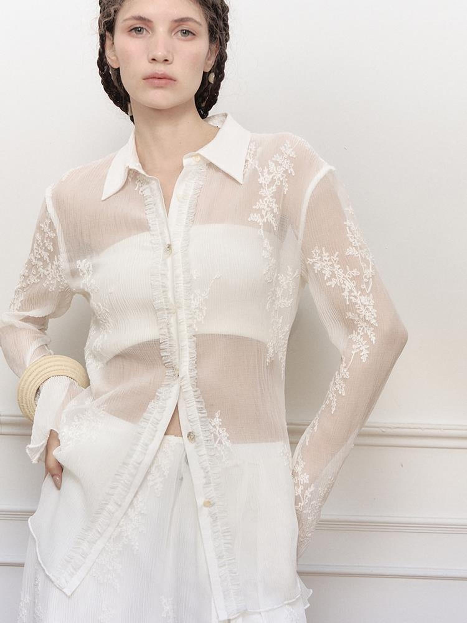 AnnoMundi Textured Sheer Linen Look Sun Shirt
