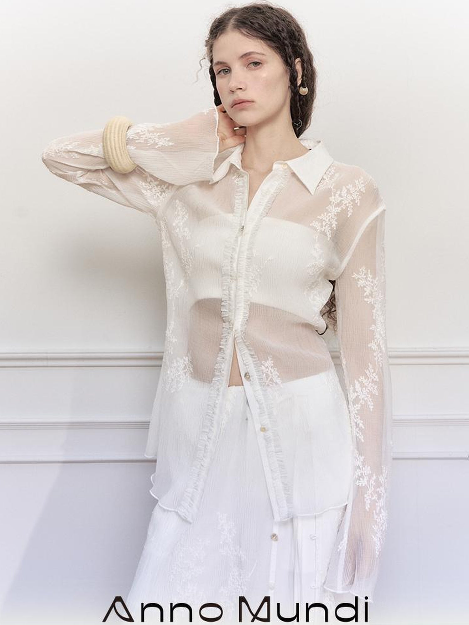 AnnoMundi Textured Sheer Linen Look Sun Shirt