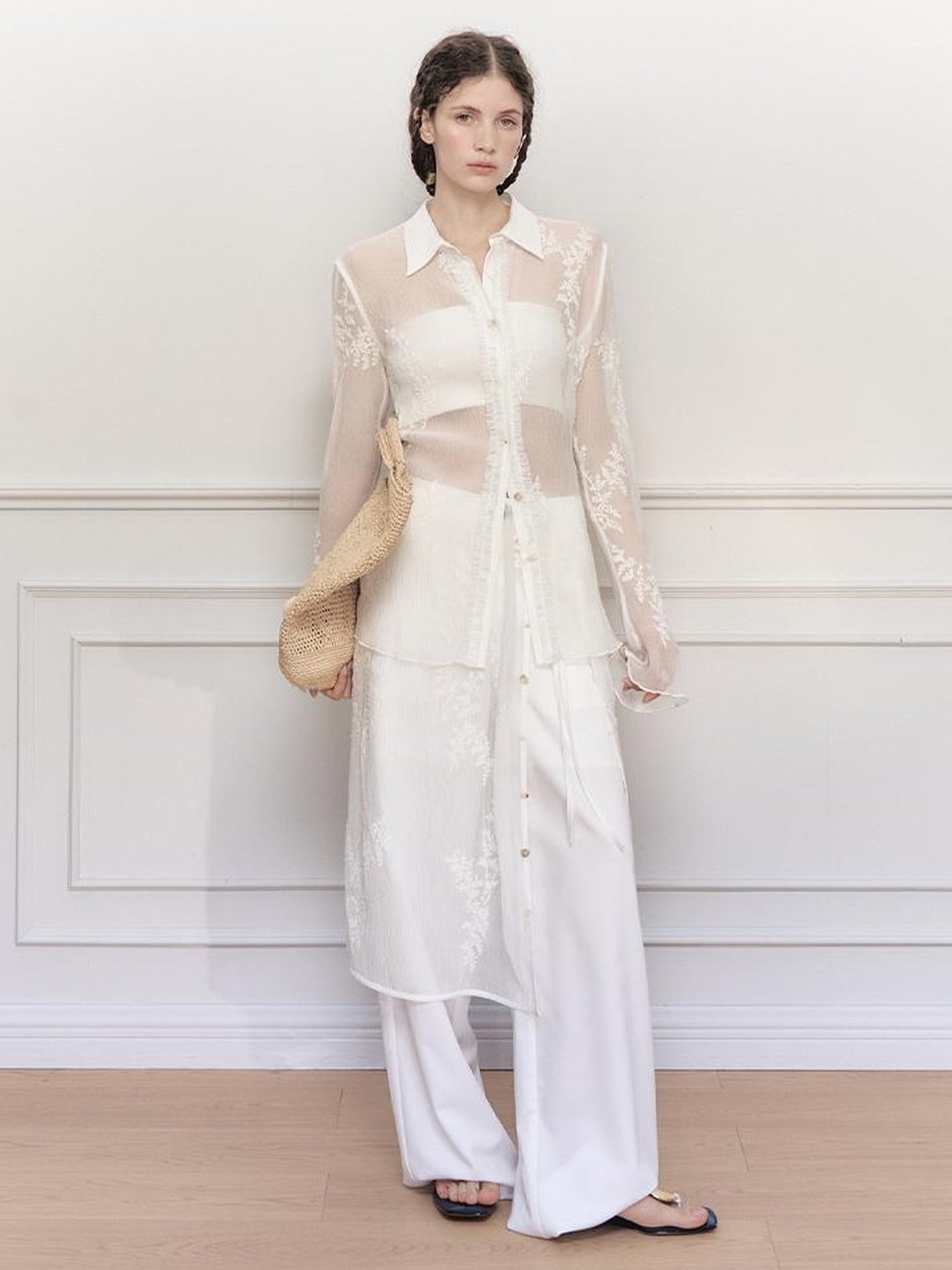 AnnoMundi Textured Sheer Linen Look Sun Shirt