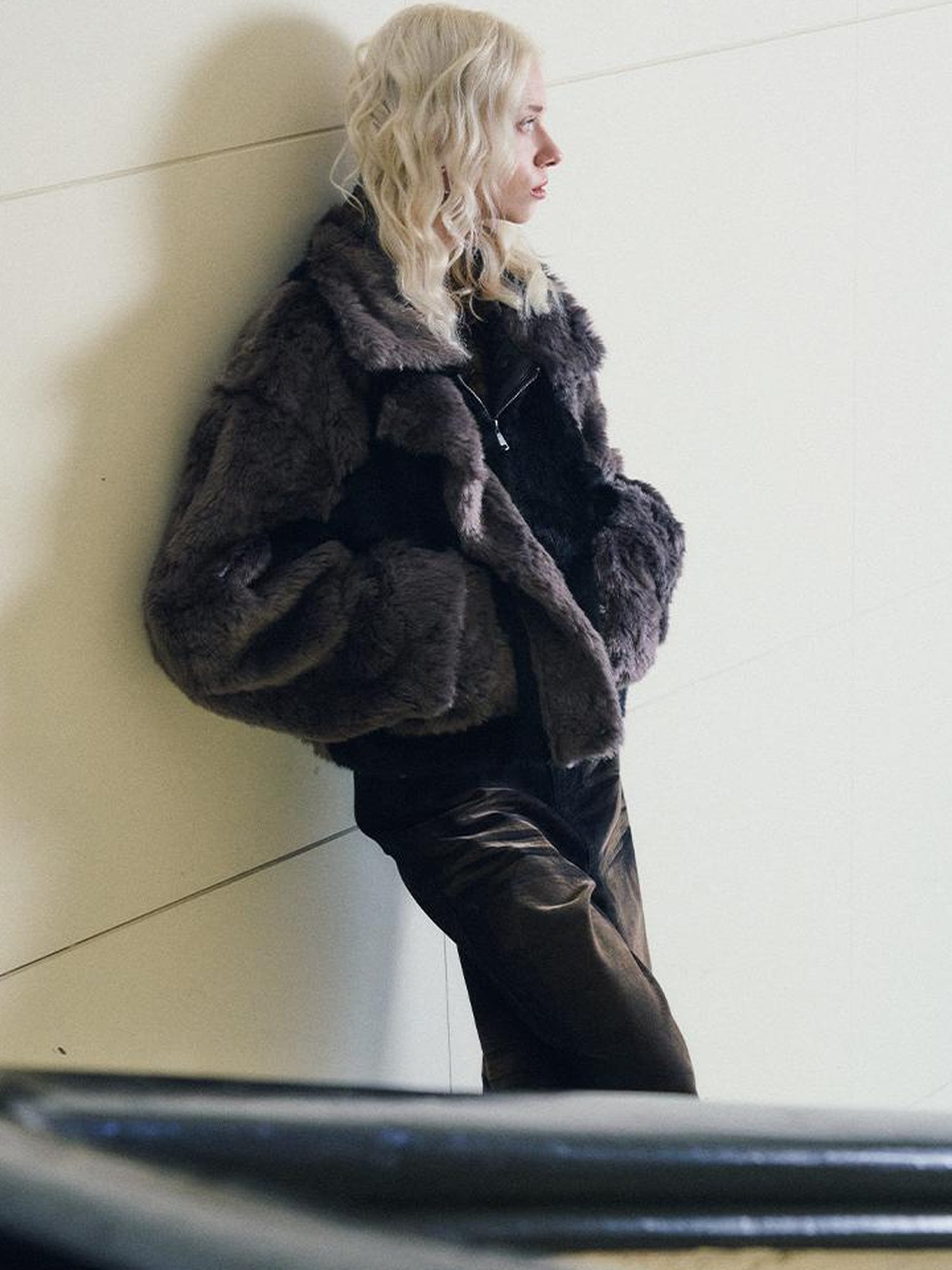 AnnoMundi Textured Short Faux Mink Fur Coat