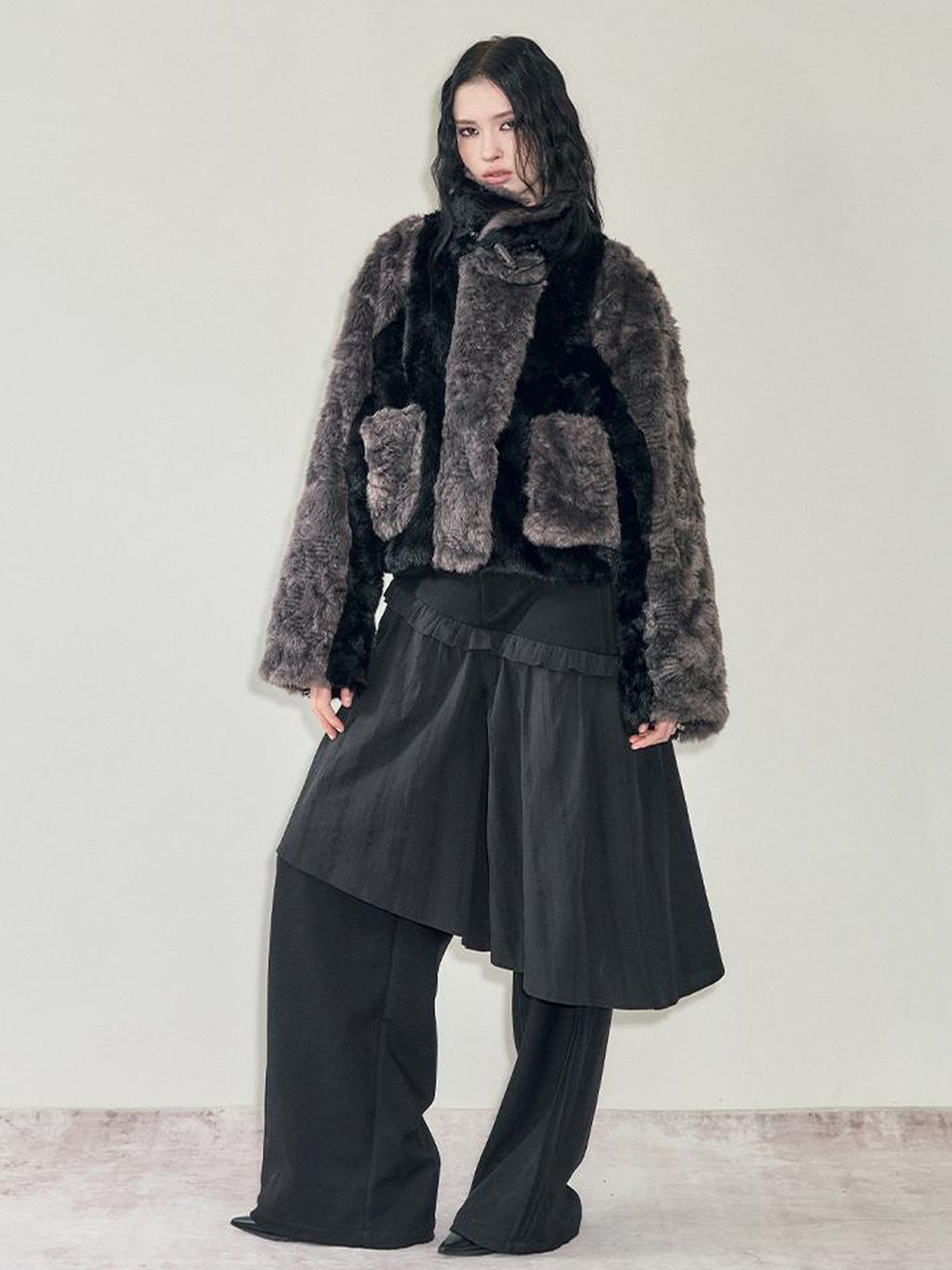 AnnoMundi Textured Short Faux Mink Fur Coat