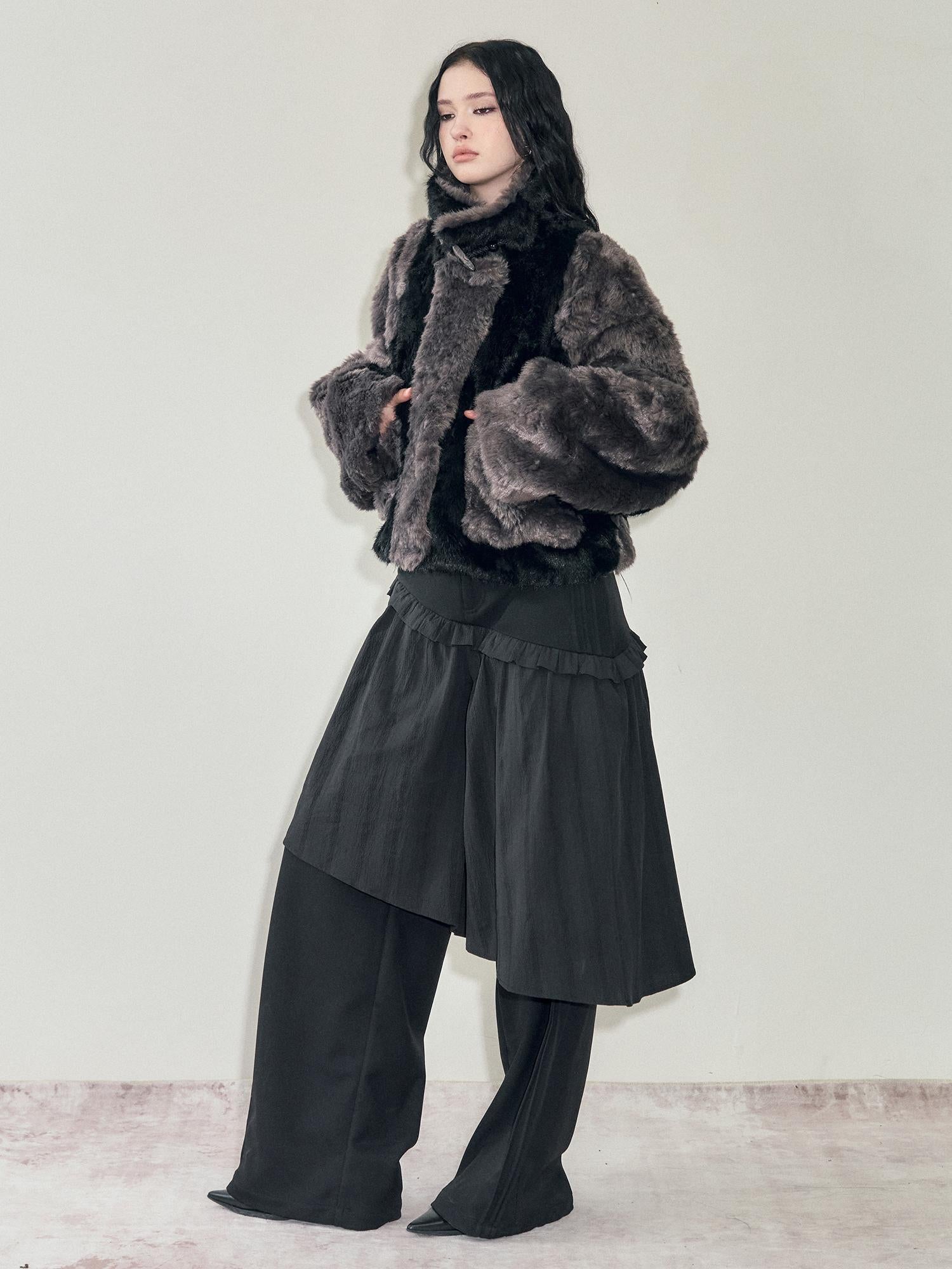 AnnoMundi Textured Short Faux Mink Fur Coat