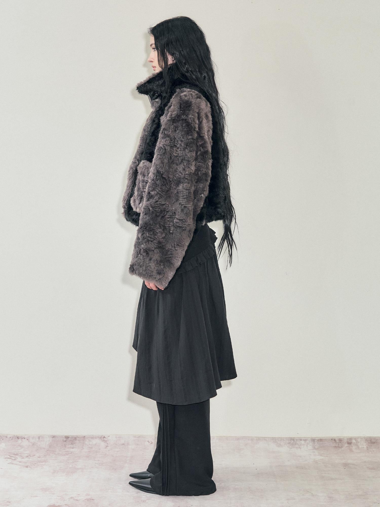 AnnoMundi Textured Short Faux Mink Fur Coat