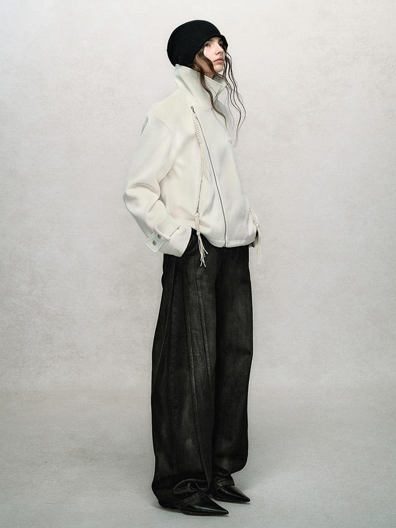 AnnoMundi Textured Suede Wool Blend Short Coat
