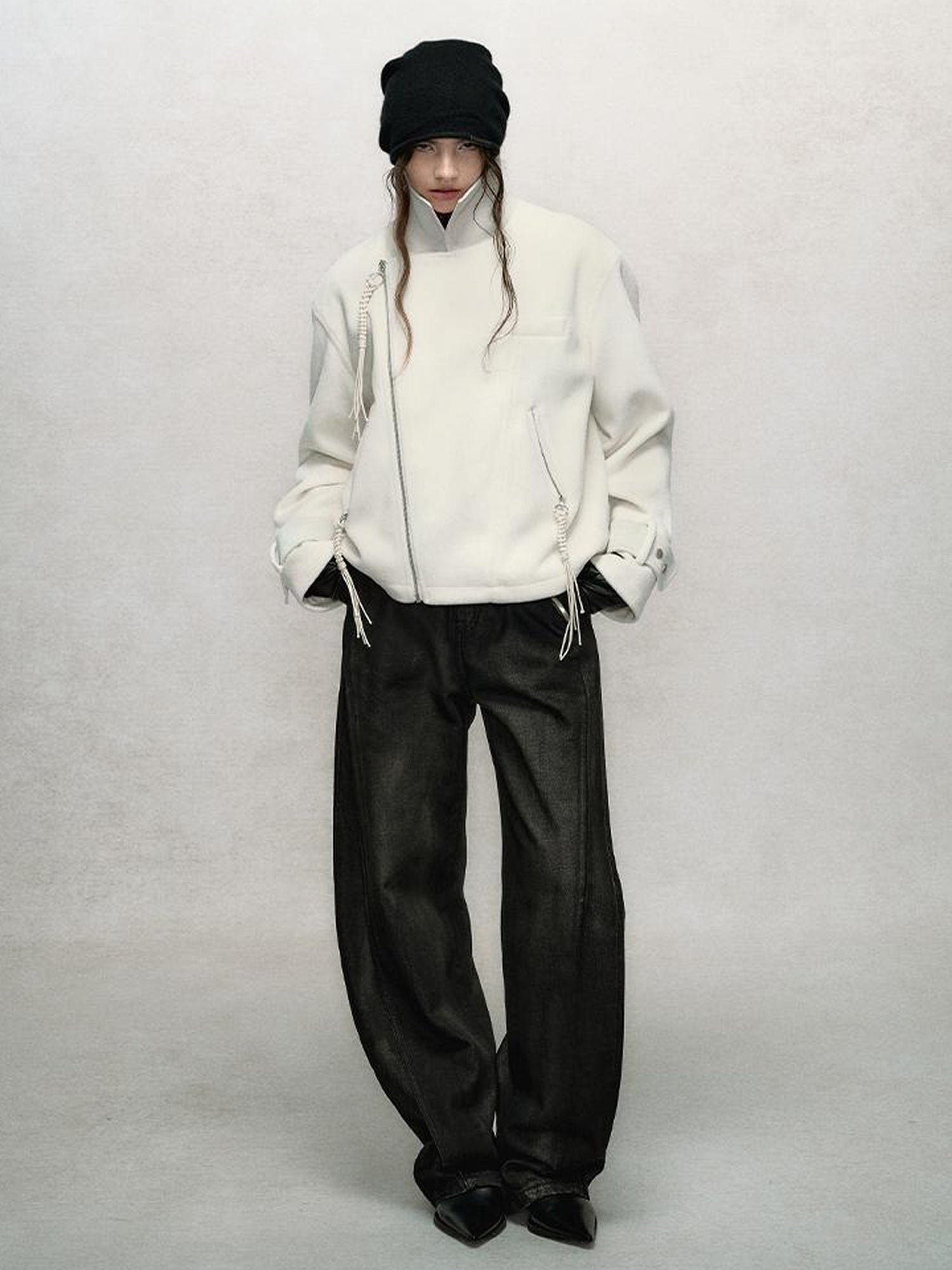 AnnoMundi Textured Suede Wool Blend Short Coat