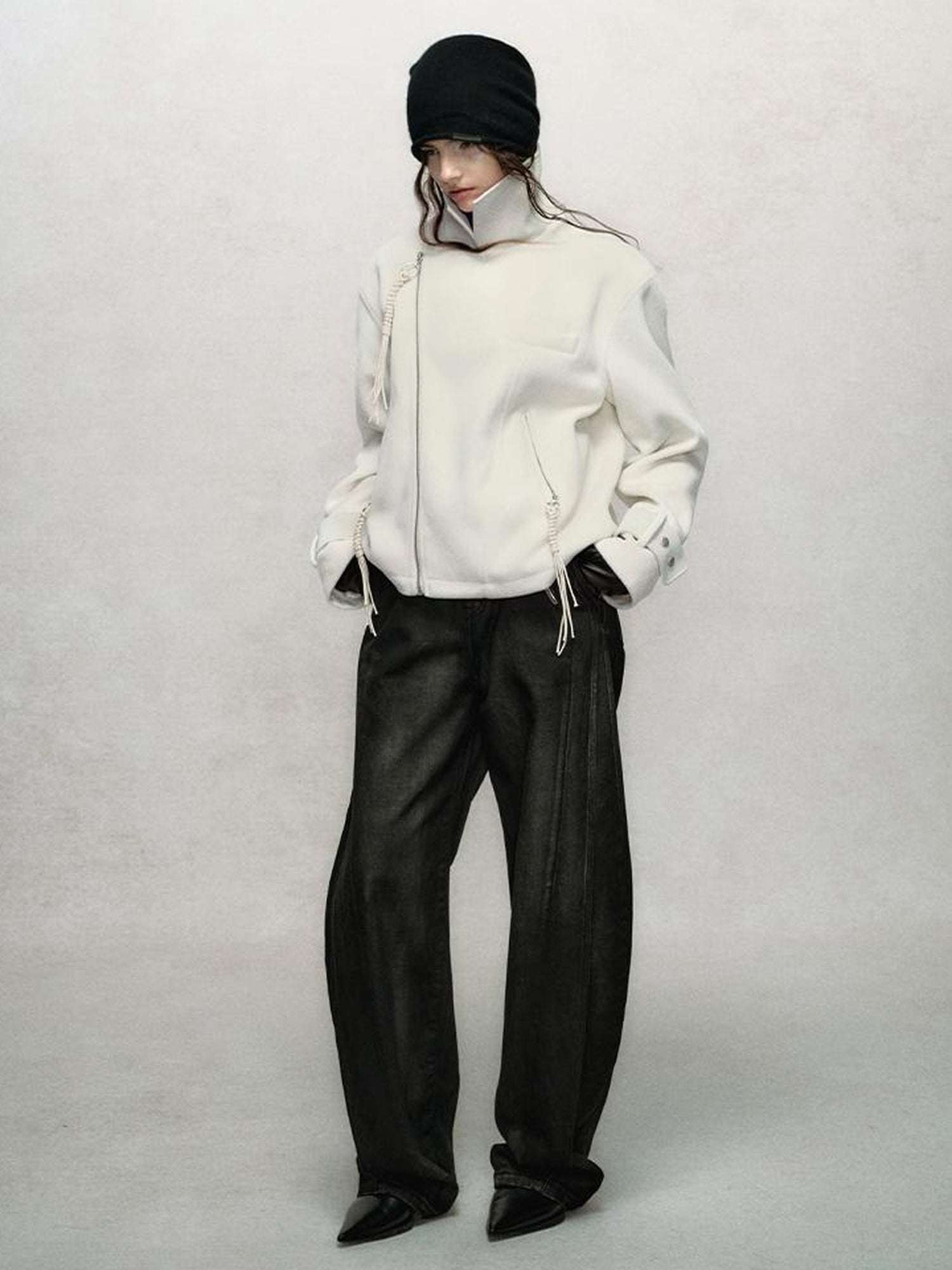 AnnoMundi Textured Suede Wool Blend Short Coat