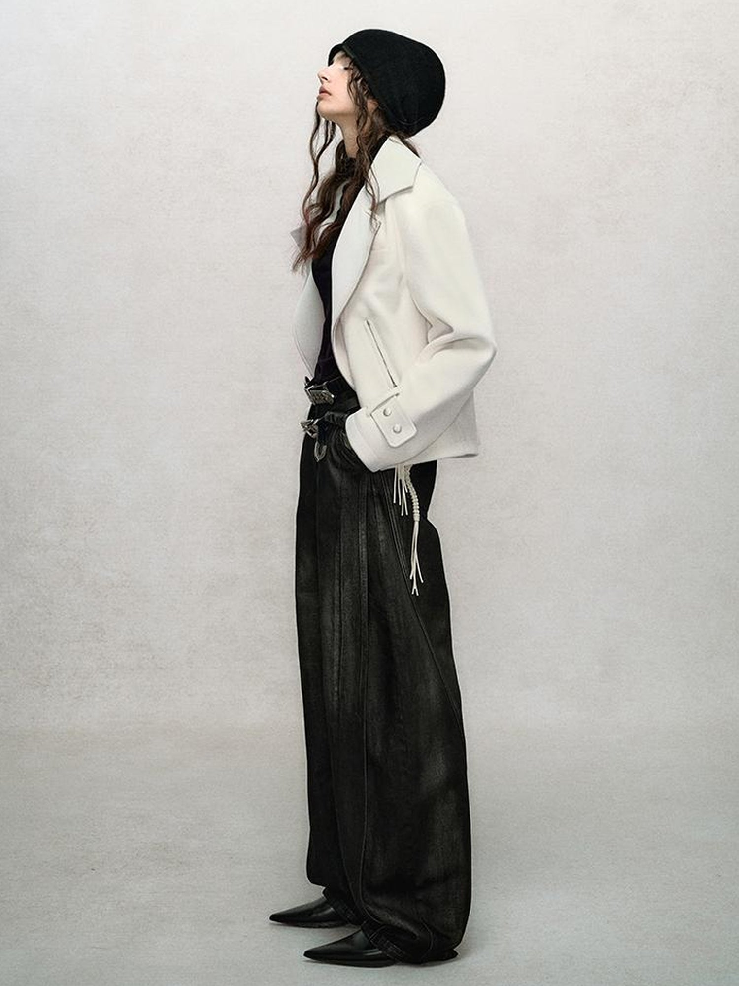 AnnoMundi Textured Suede Wool Blend Short Coat