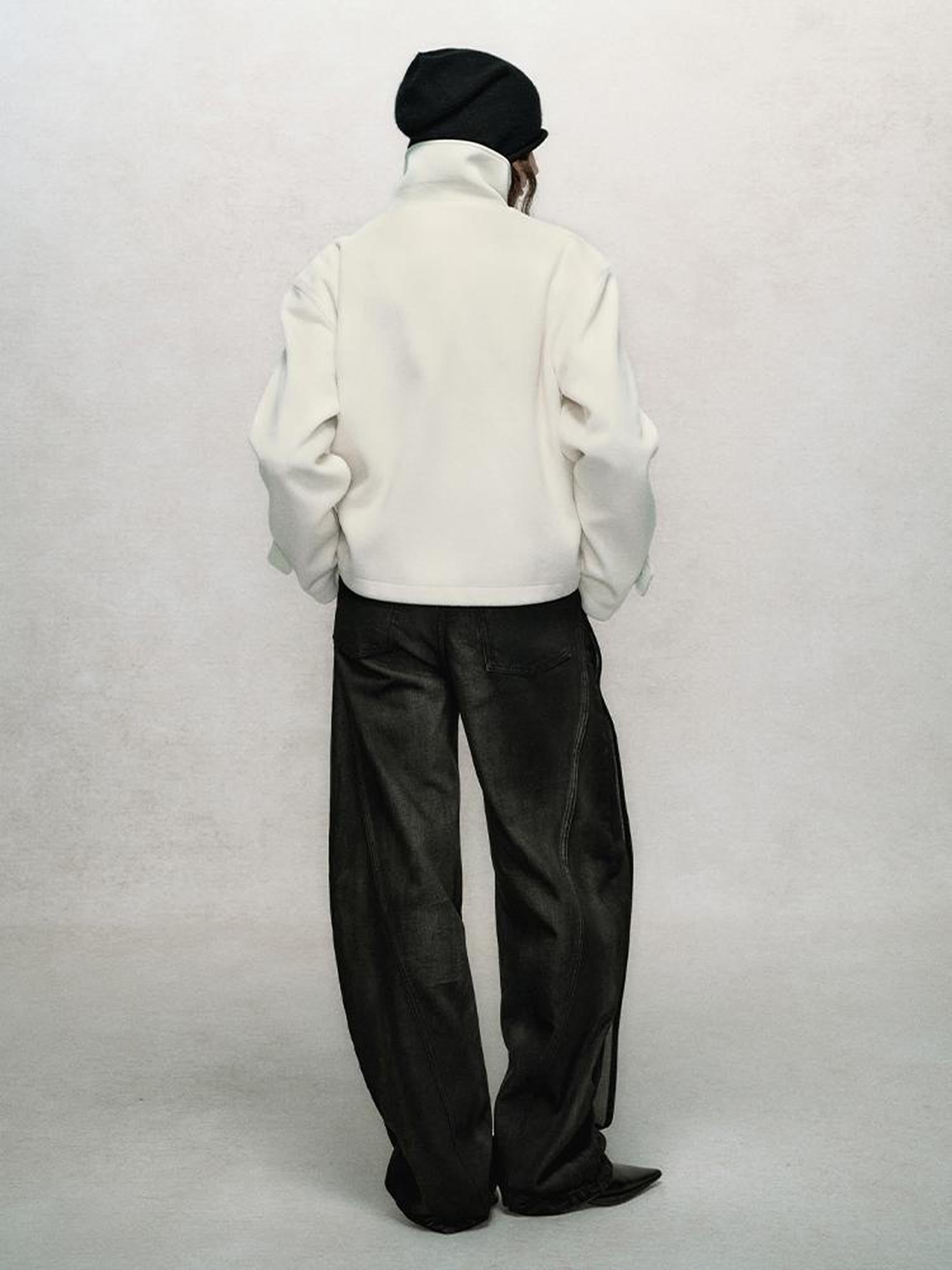 AnnoMundi Textured Suede Wool Blend Short Coat