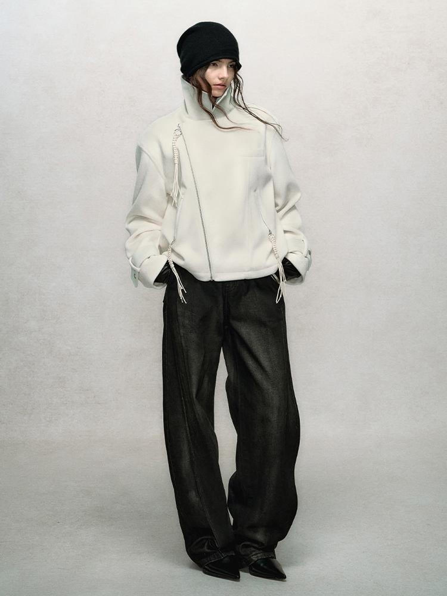 AnnoMundi Textured Suede Wool Blend Short Coat