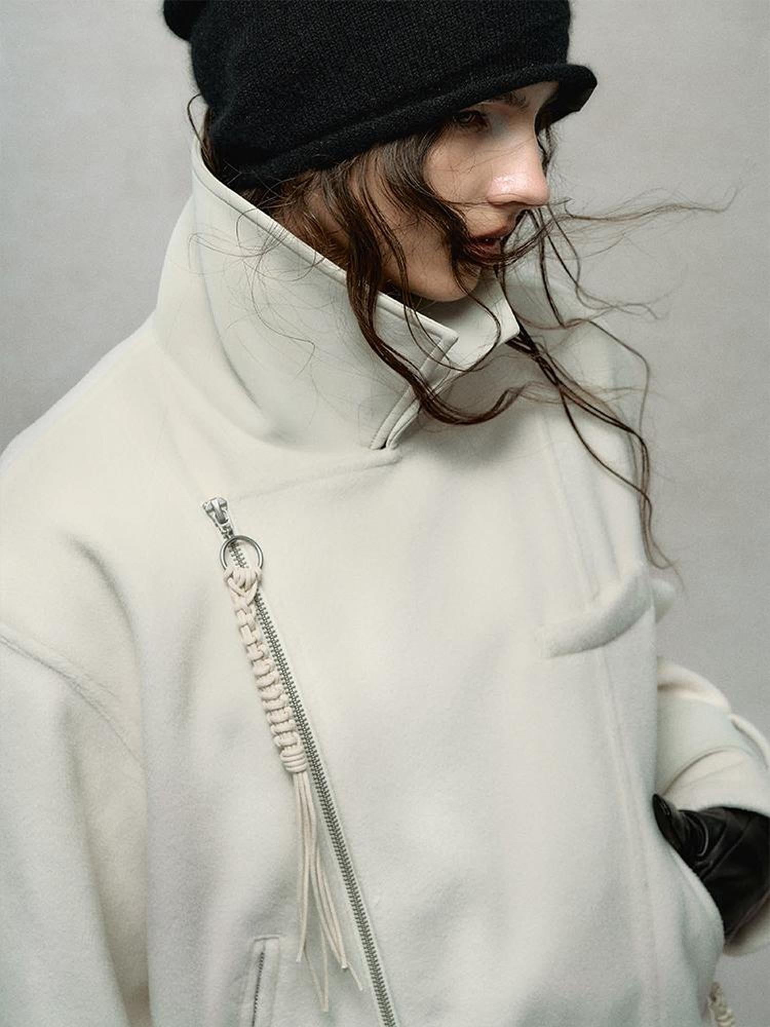 AnnoMundi Textured Suede Wool Blend Short Coat