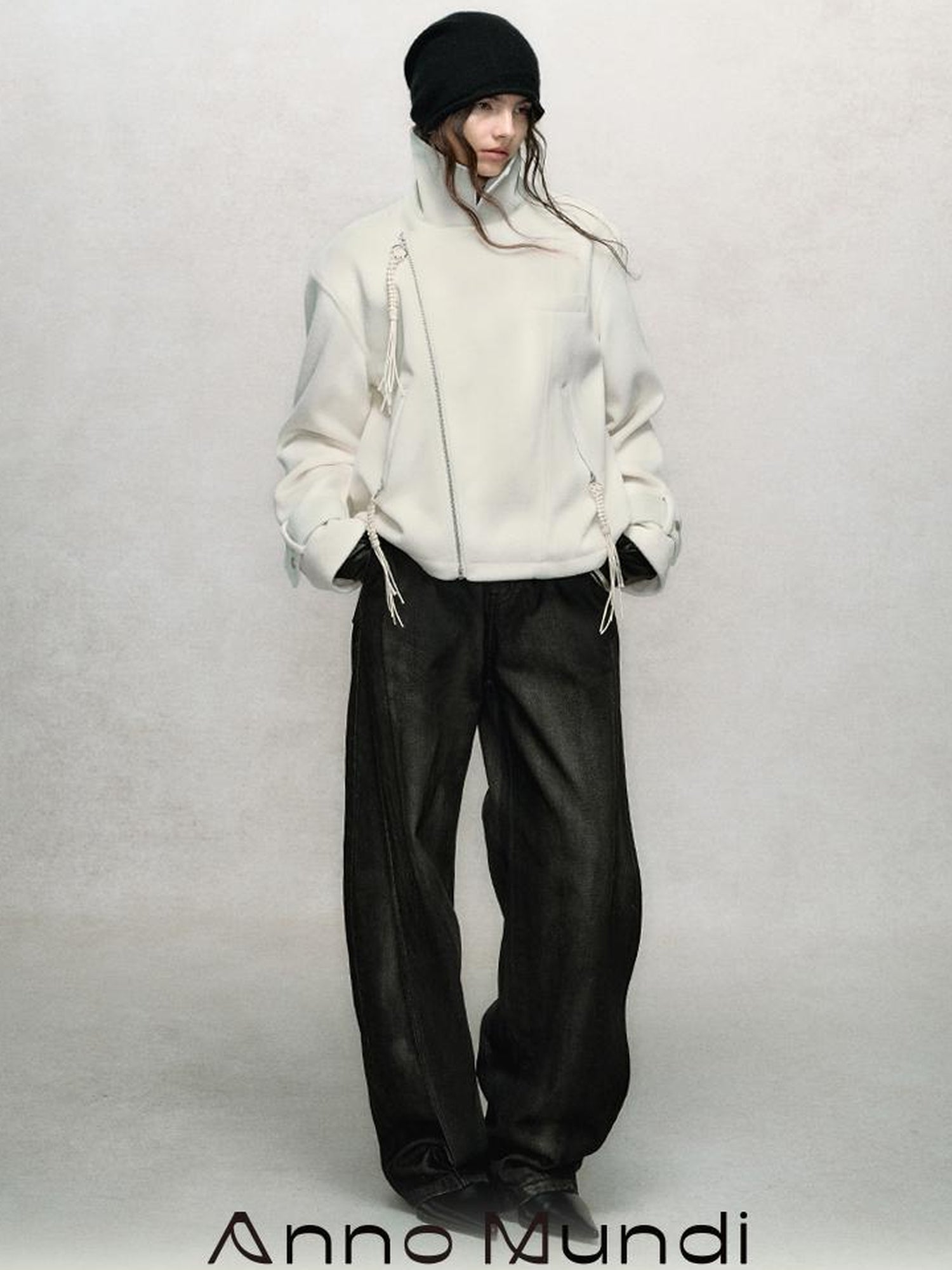 AnnoMundi Textured Suede Wool Blend Short Coat