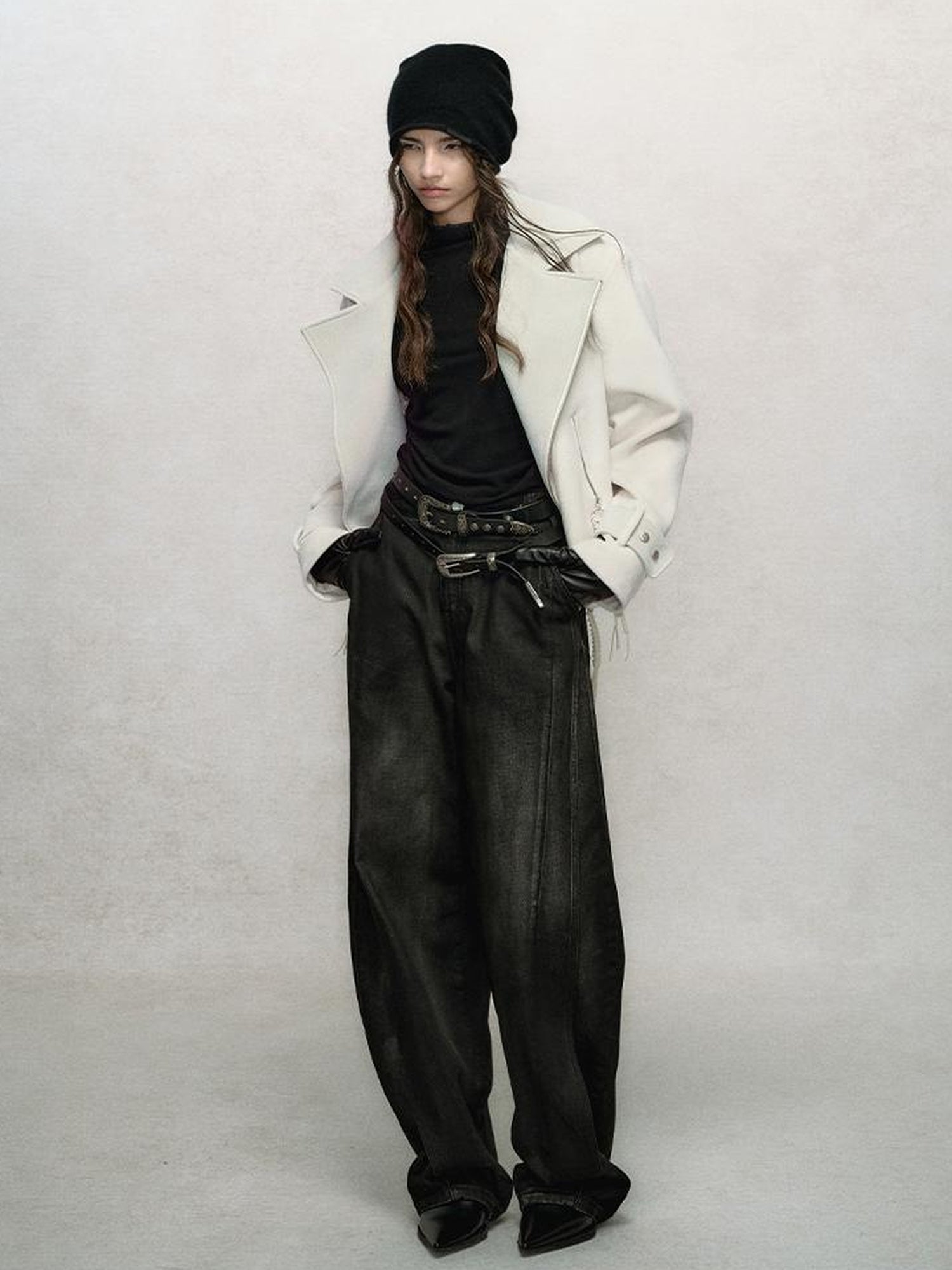 AnnoMundi Textured Suede Wool Blend Short Coat