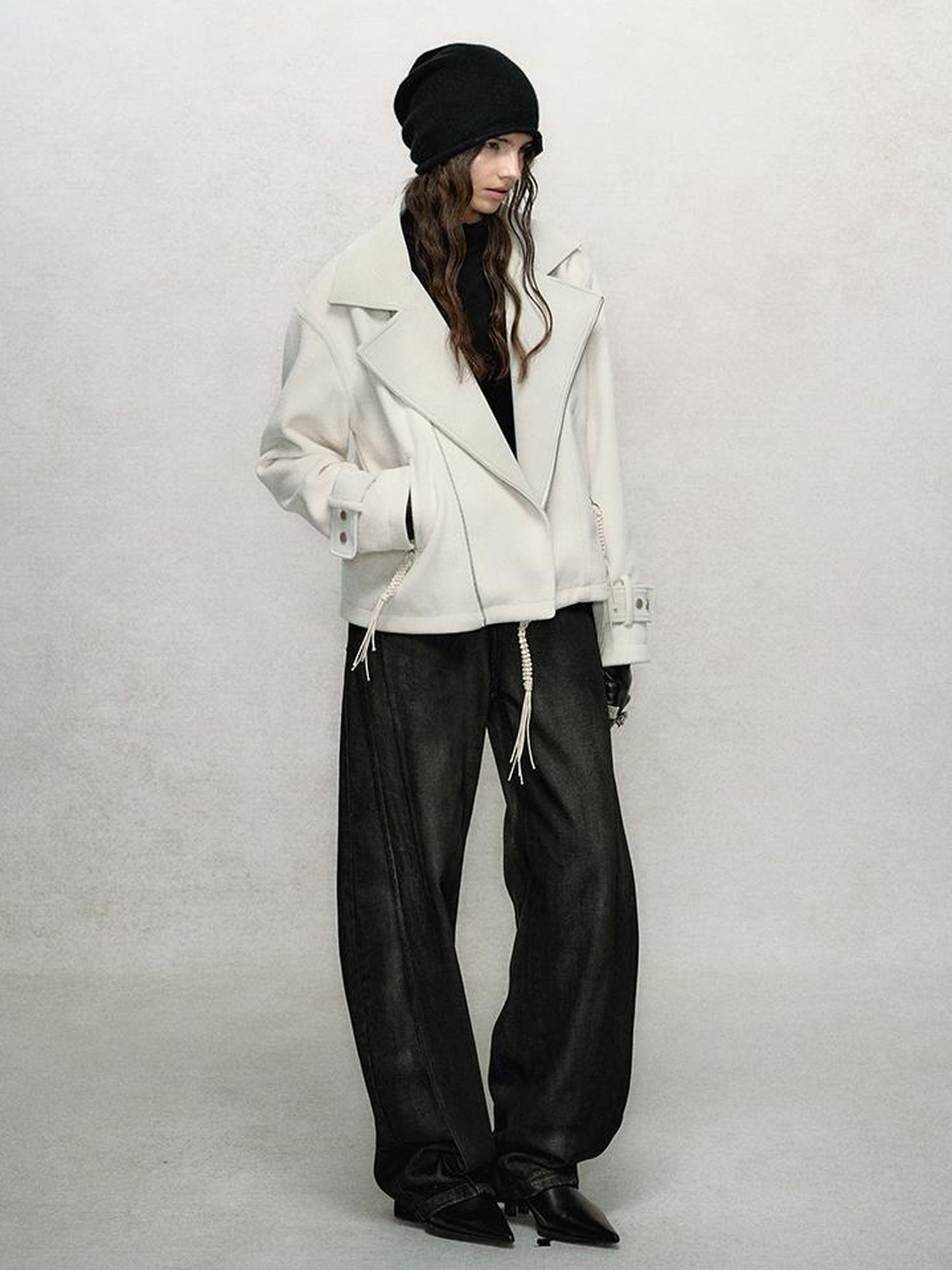 AnnoMundi Textured Suede Wool Blend Short Coat