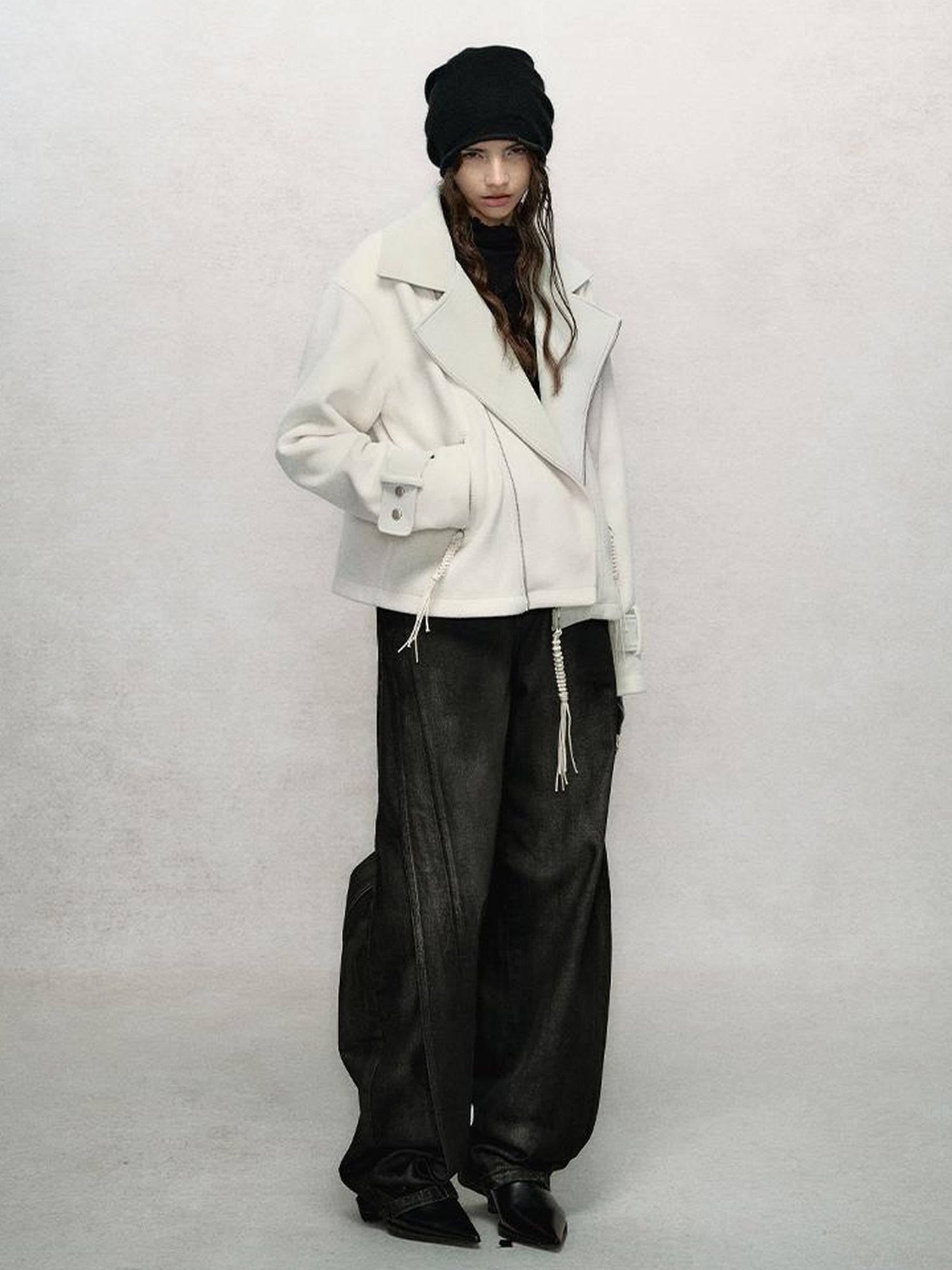 AnnoMundi Textured Suede Wool Blend Short Coat