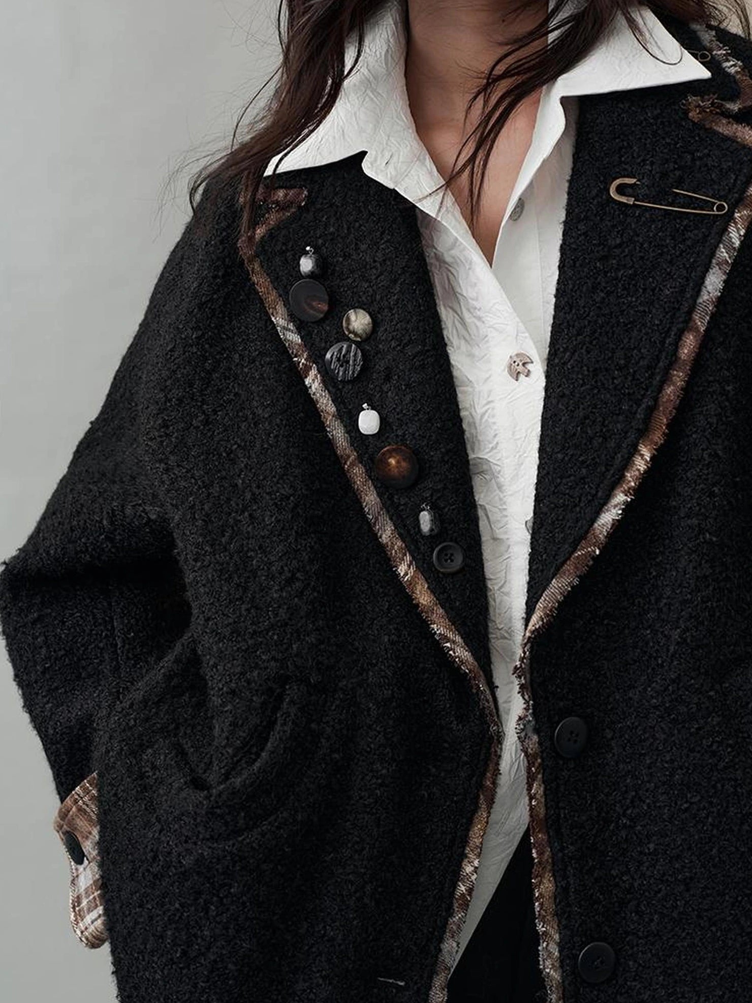 AnnoMundi Textured Tweed Checkerboard Blazer Jacket