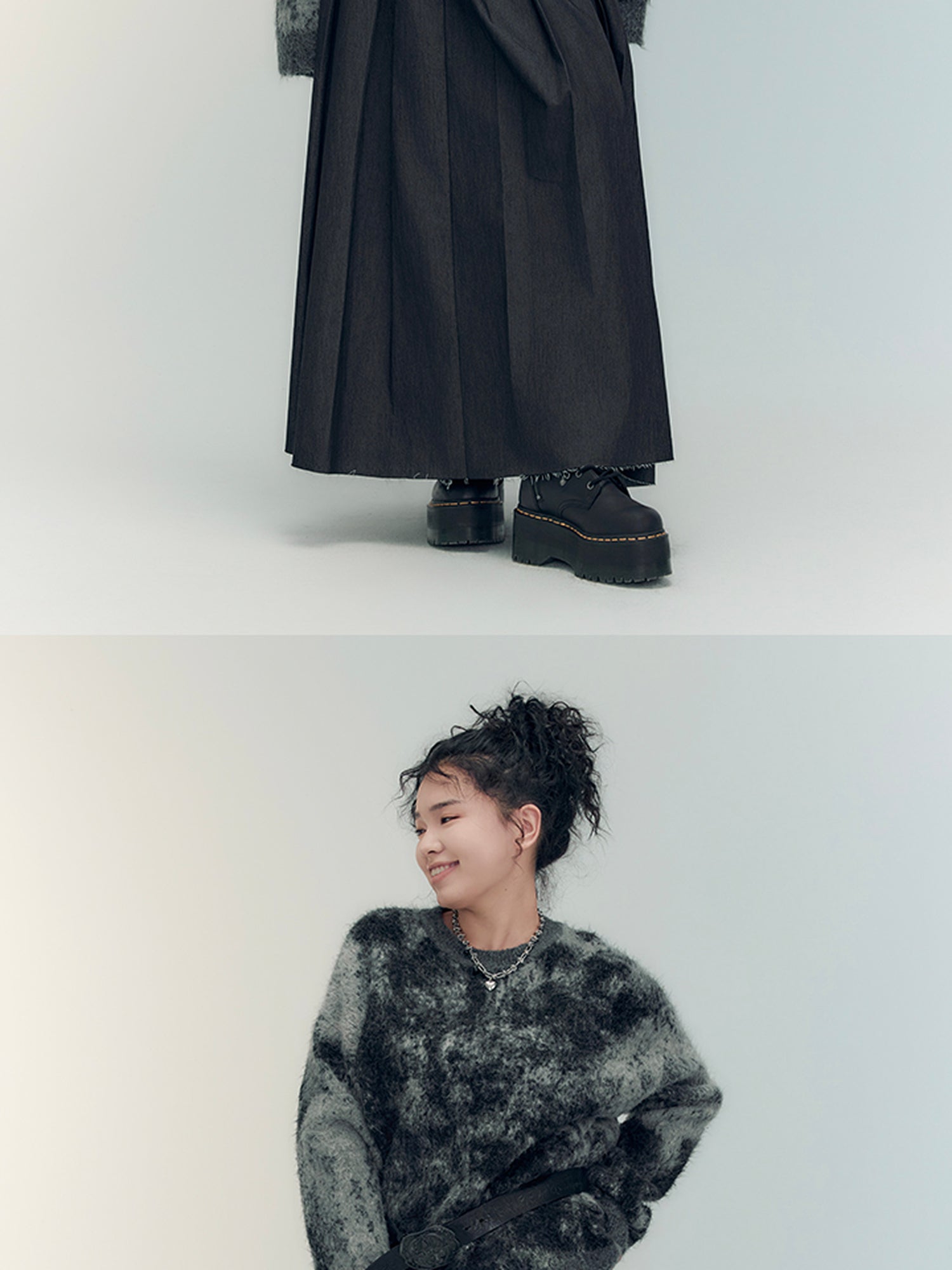 AnnoMundi Textured Yoke Sweater In Dual Tones