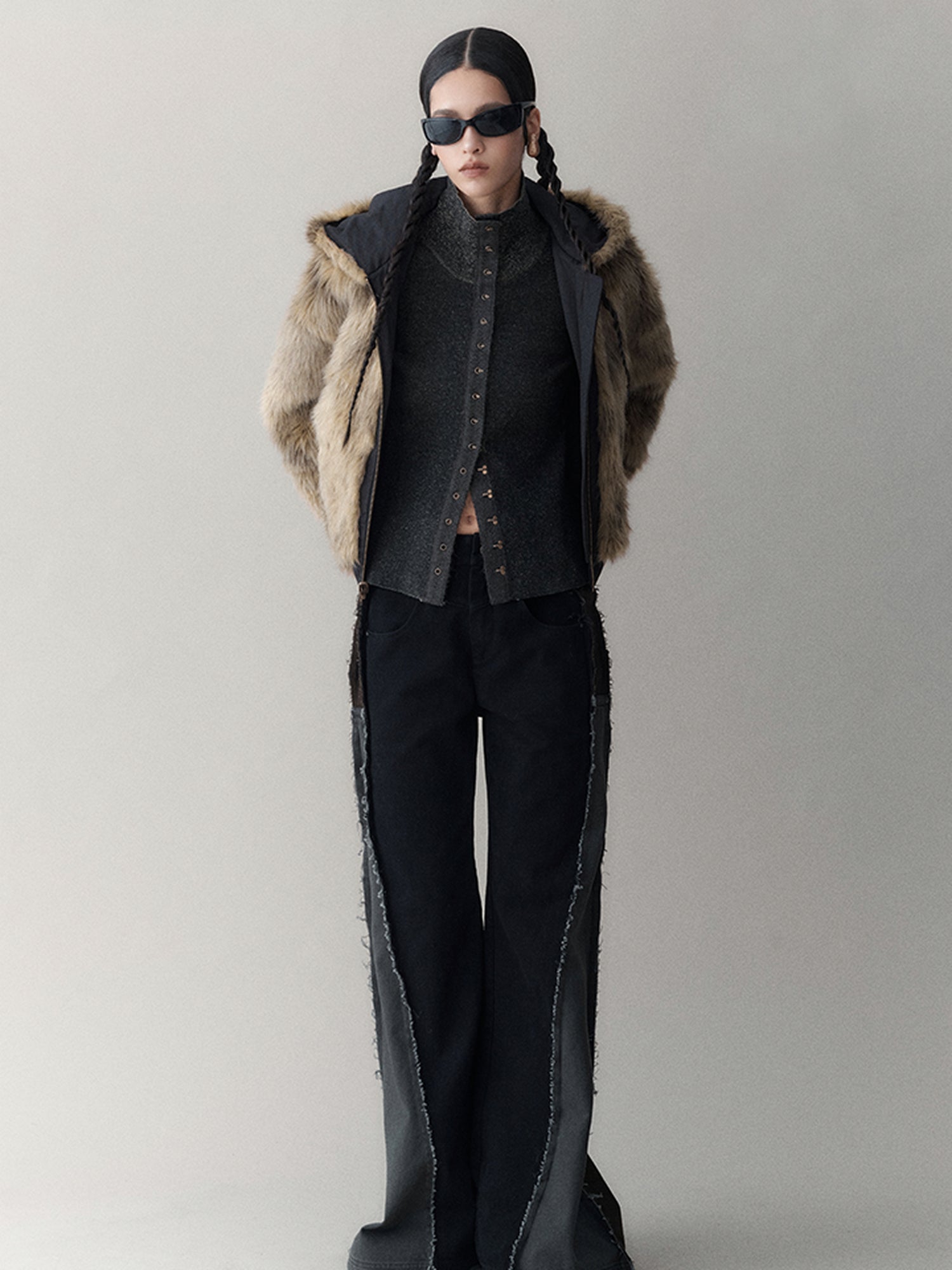 AnnoMundi Twilight Rhythm Winter Eco Fur Short Utility Jacket