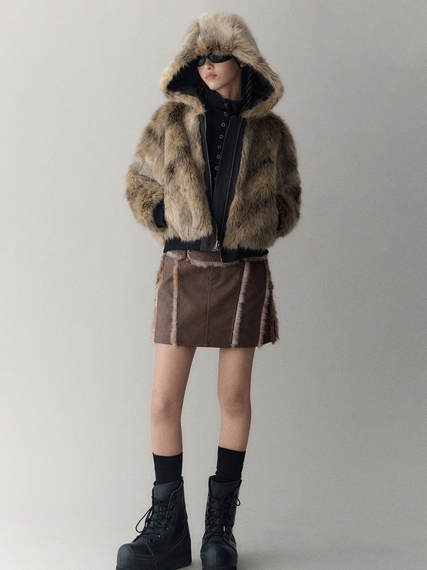 AnnoMundi Twilight Rhythm Winter Eco Fur Short Utility Jacket