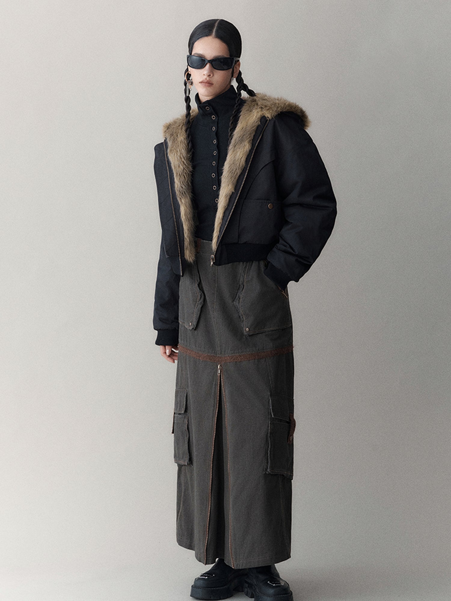 AnnoMundi Twilight Rhythm Winter Eco Fur Short Utility Jacket
