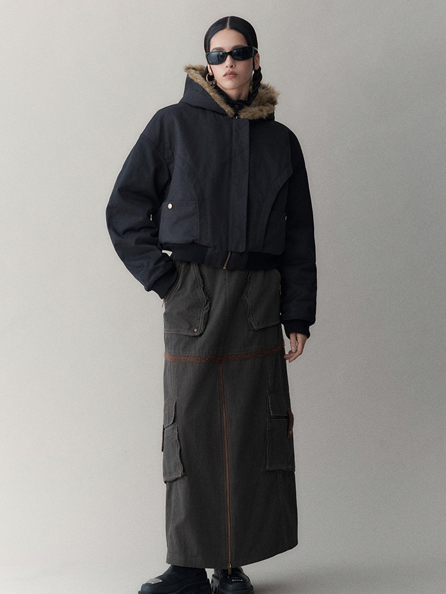 AnnoMundi Twilight Rhythm Winter Eco Fur Short Utility Jacket