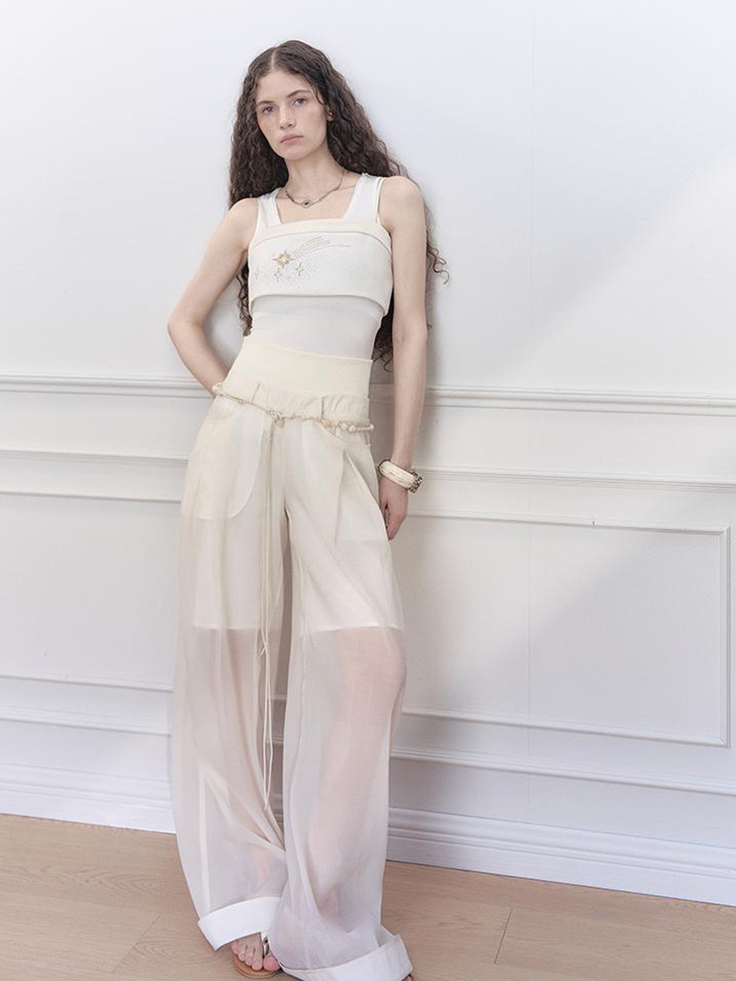 AnnoMundi Two Layer Lace Trimmed Knit Vest Summer Sleeveless Camisole Top