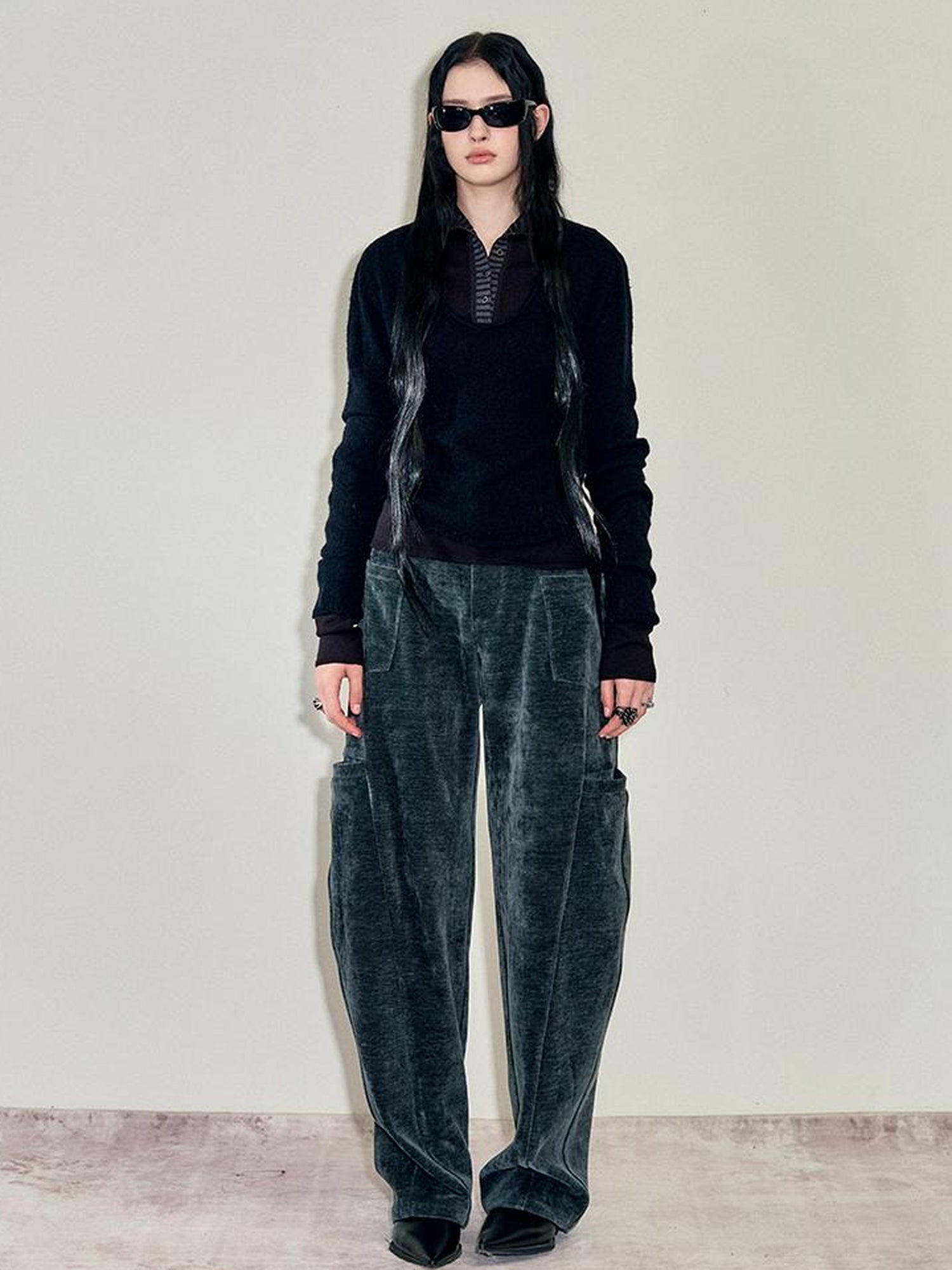 AnnoMundi Two Piece Mohair Overshirt Contrast High Neck Knit Set