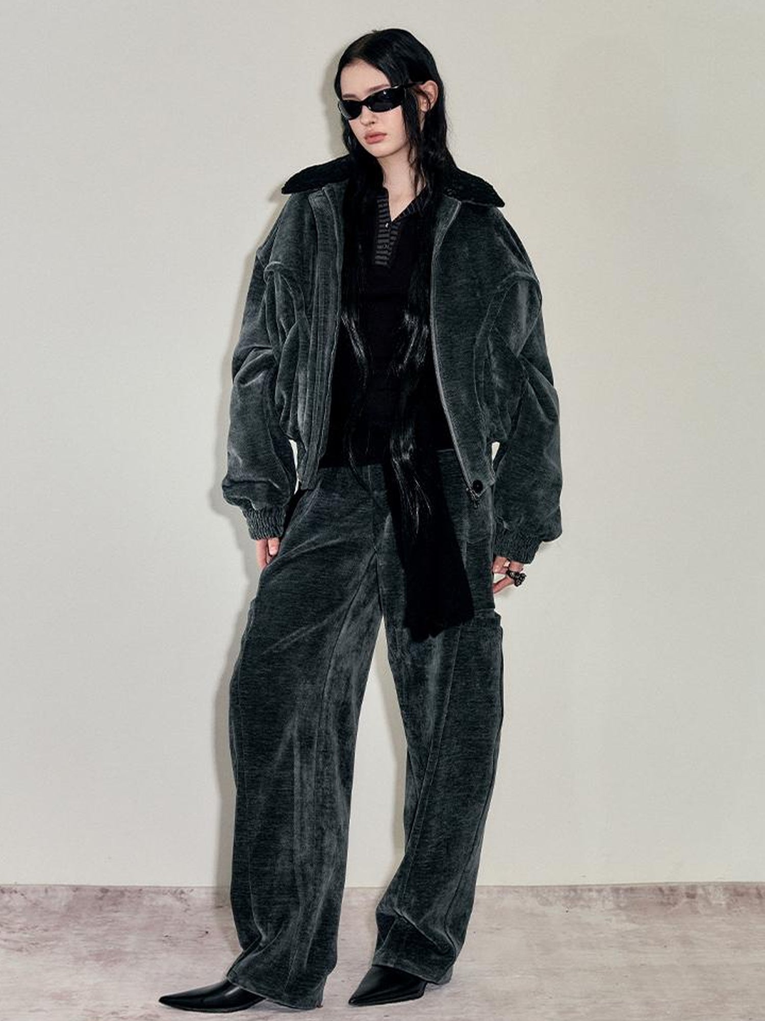 AnnoMundi Two Piece Mohair Overshirt Contrast High Neck Knit Set