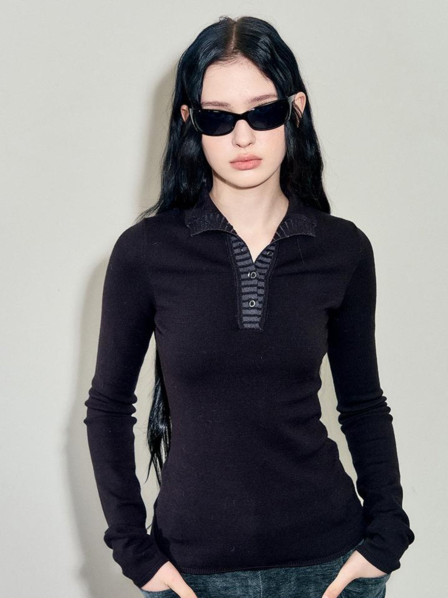 AnnoMundi Two Piece Mohair Overshirt Contrast High Neck Knit Set