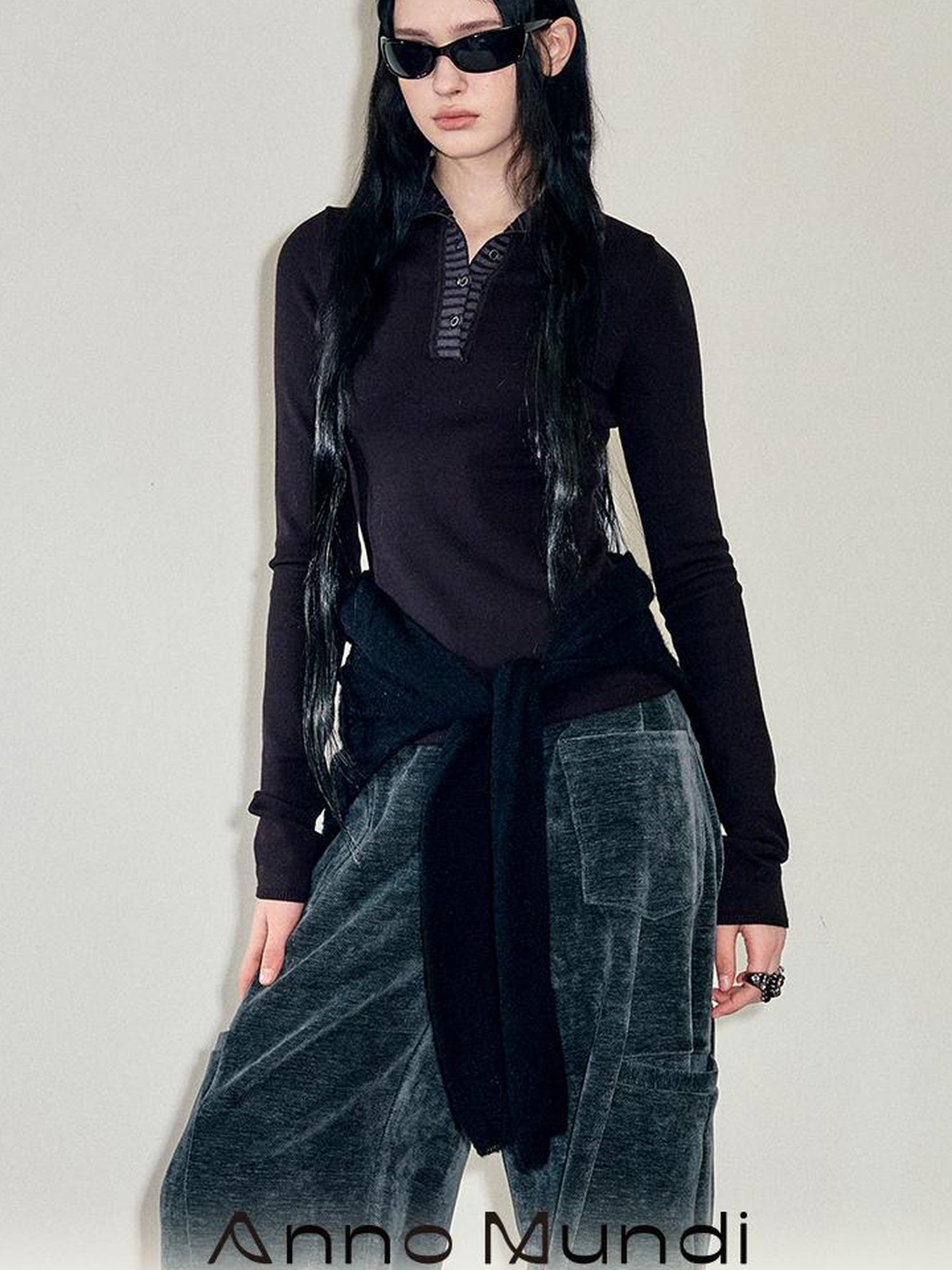 AnnoMundi Two Piece Mohair Overshirt Contrast High Neck Knit Set