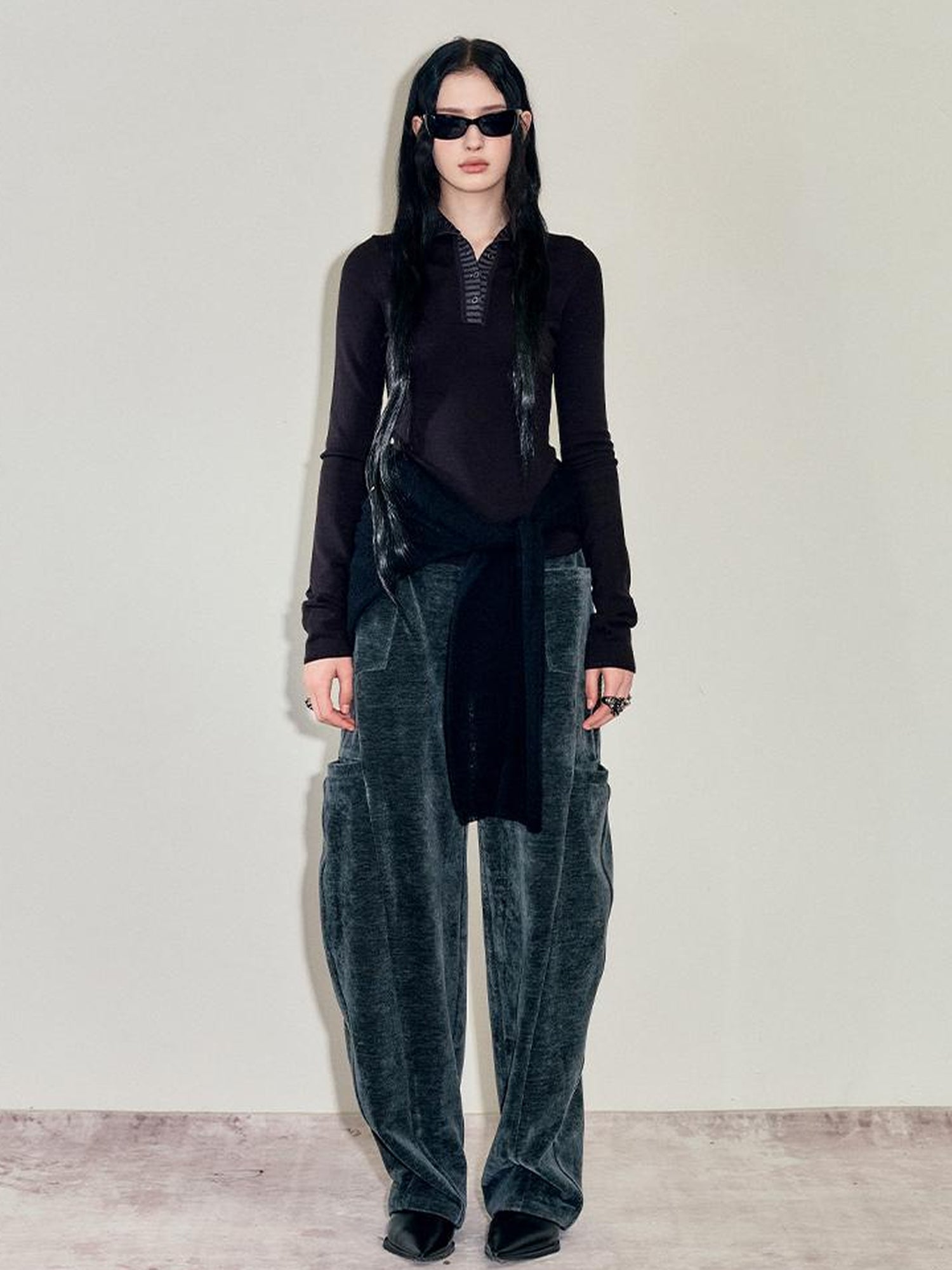 AnnoMundi Two Piece Mohair Overshirt Contrast High Neck Knit Set