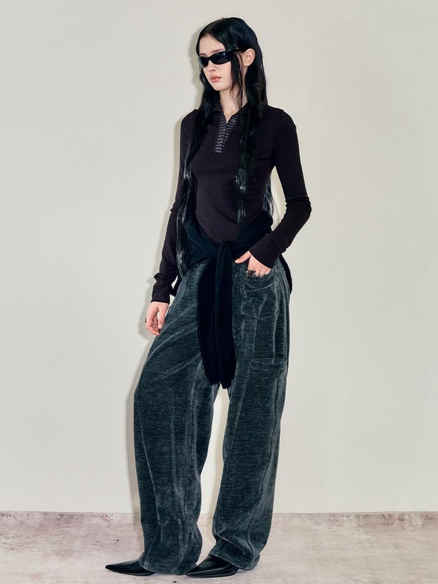 AnnoMundi Two Piece Mohair Overshirt Contrast High Neck Knit Set