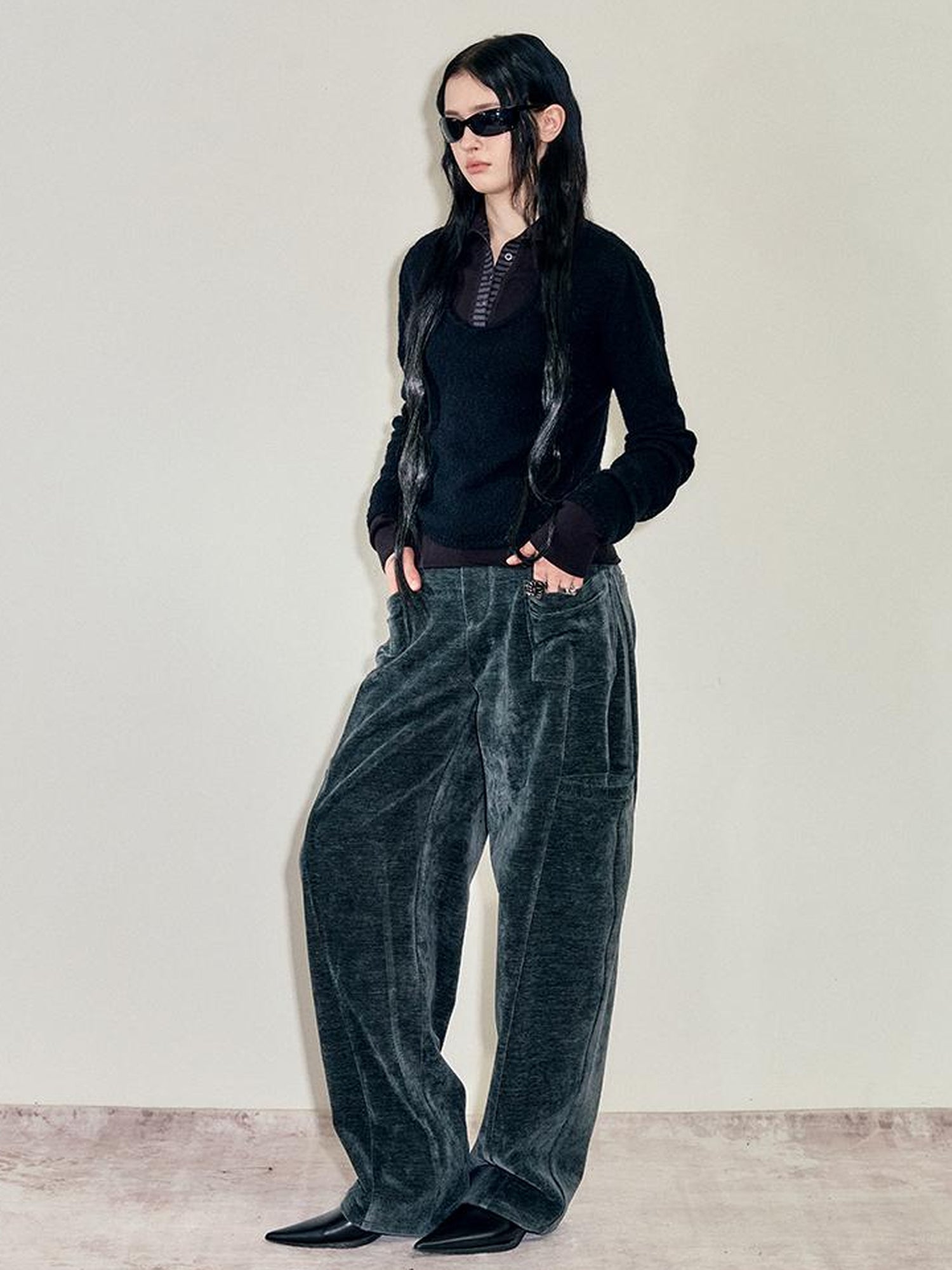AnnoMundi Two Piece Mohair Overshirt Contrast High Neck Knit Set
