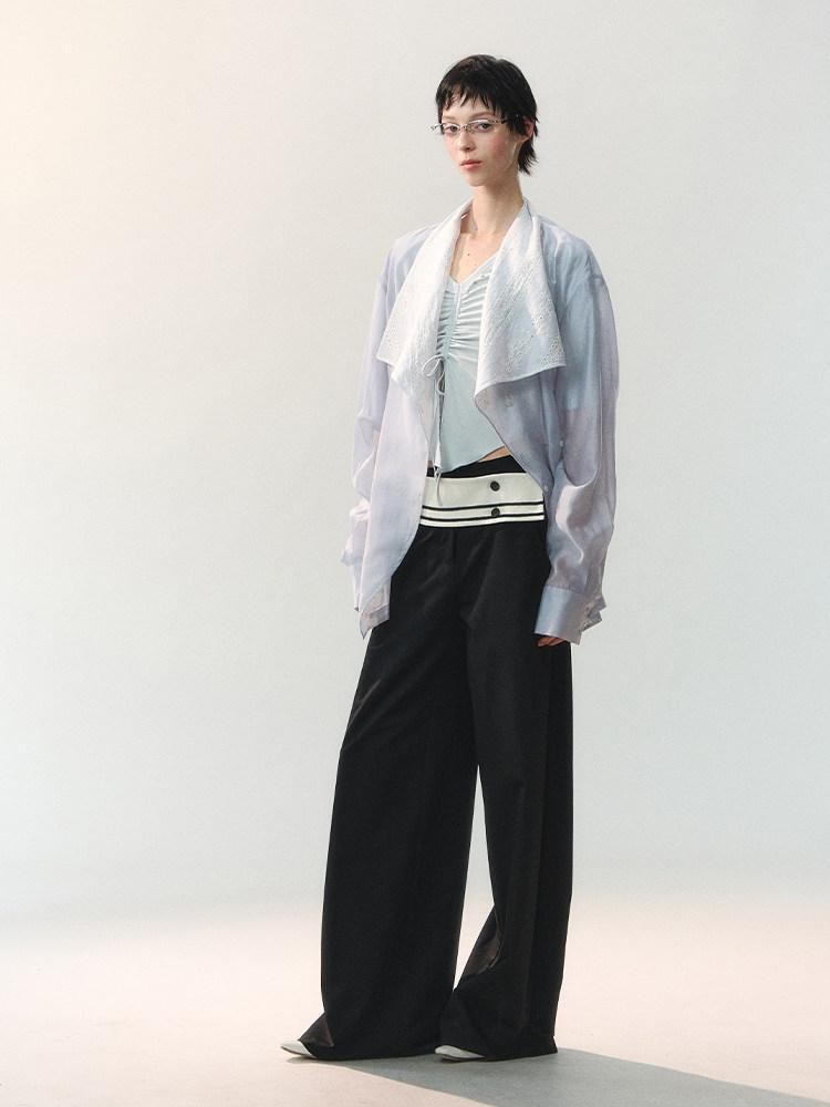 AnnoMundi Two Tone Beaded Drawstring Ruched Slim Women&