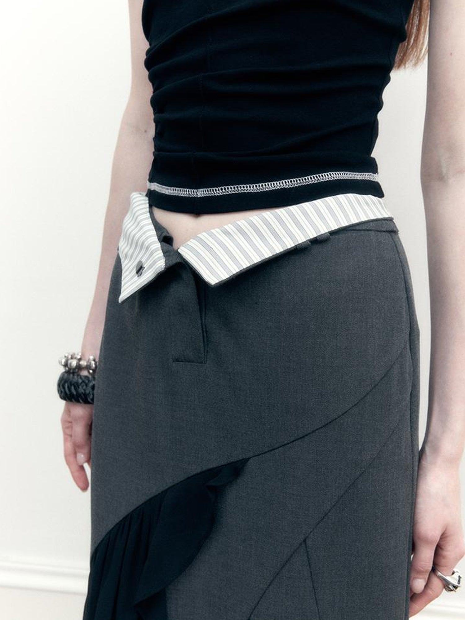 AnnoMundi Two Tone Striped Reversible Mermaid Maxi Skirt