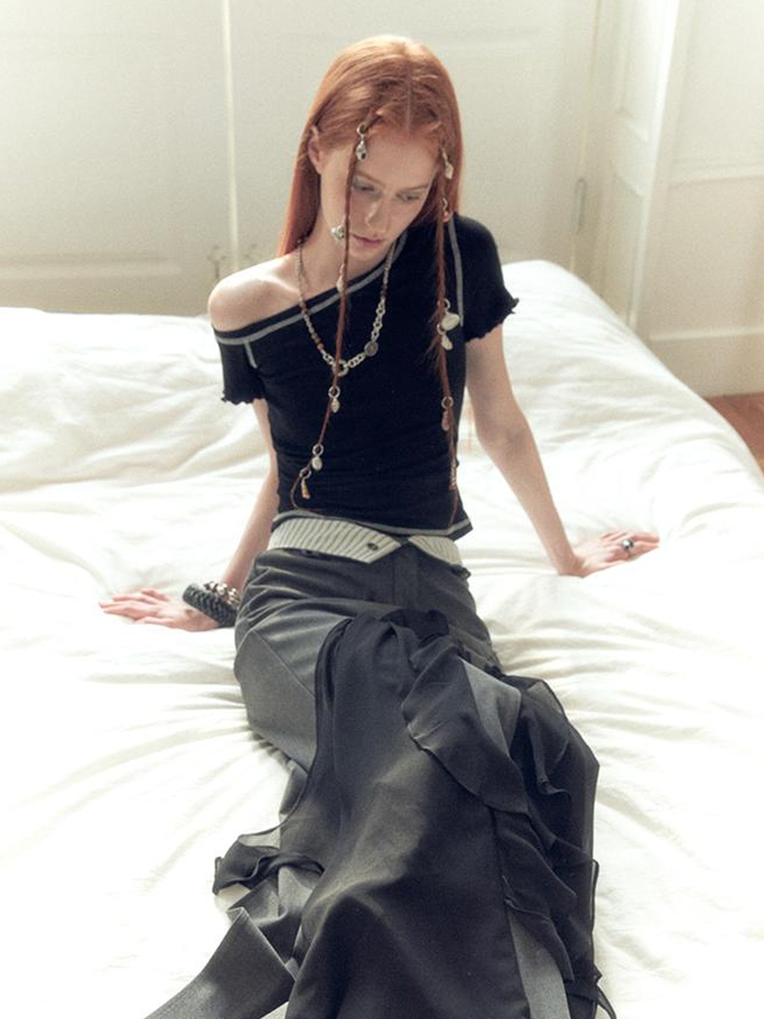 AnnoMundi Two Tone Striped Reversible Mermaid Maxi Skirt