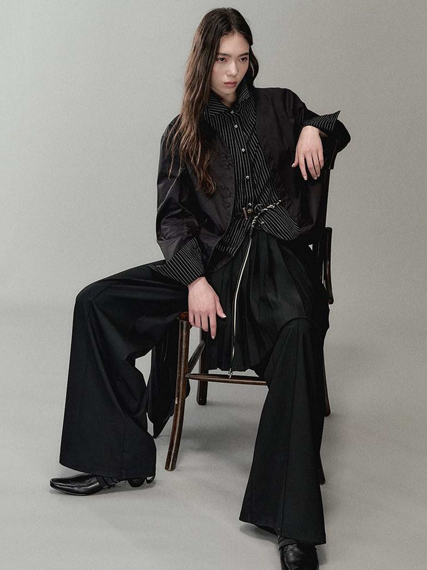AnnoMundi Two Way Stripe Shirt With Layered Pocket Detail