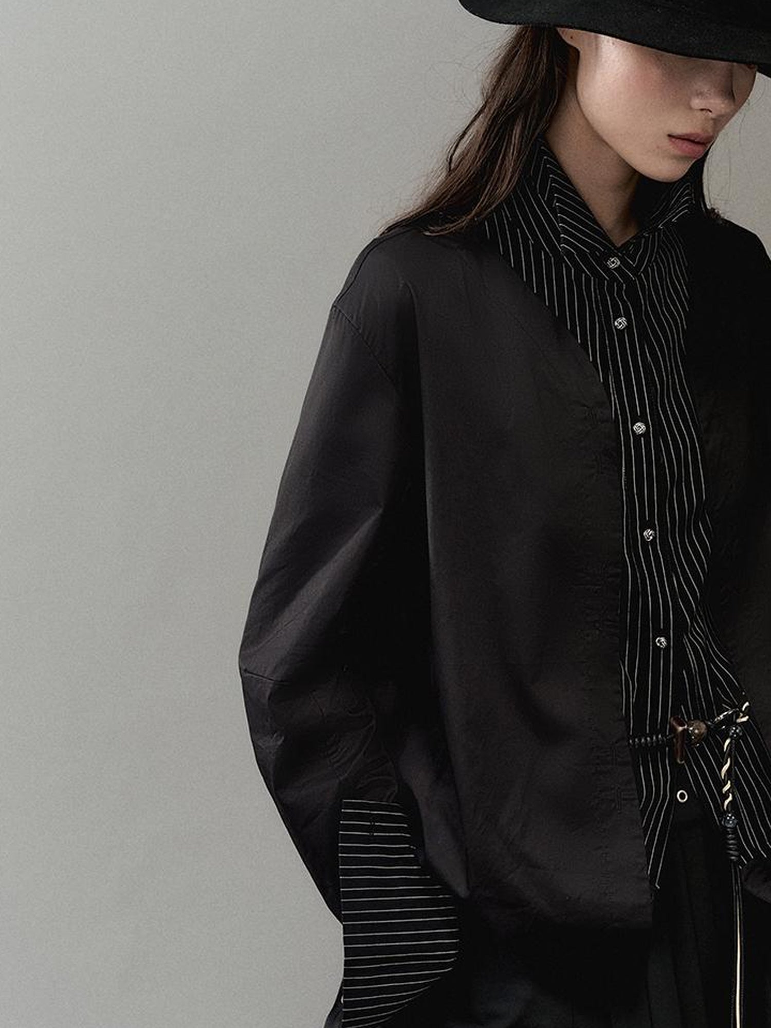 AnnoMundi Two Way Stripe Shirt With Layered Pocket Detail