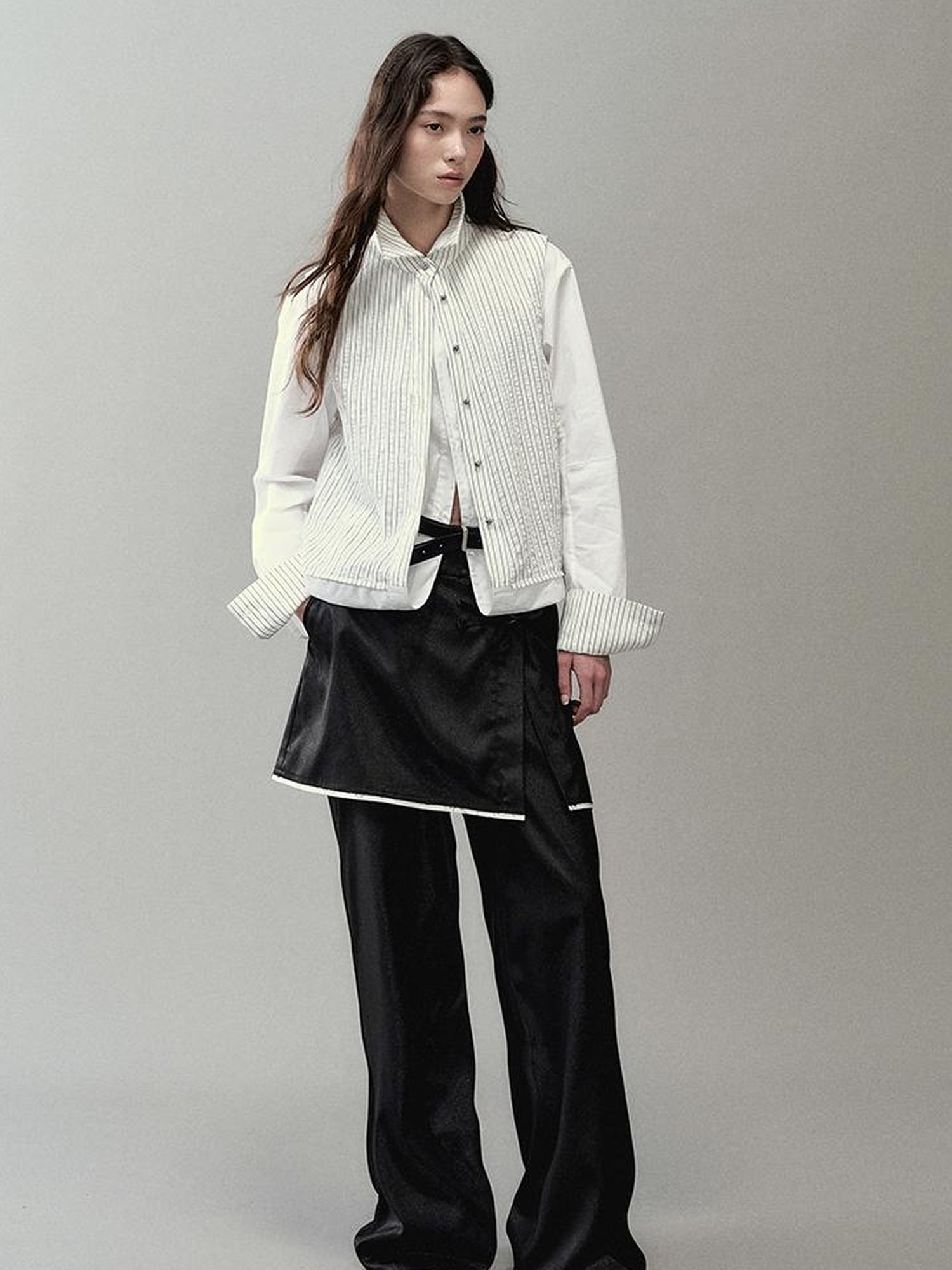 AnnoMundi Two Way Stripe Shirt With Layered Pocket Detail
