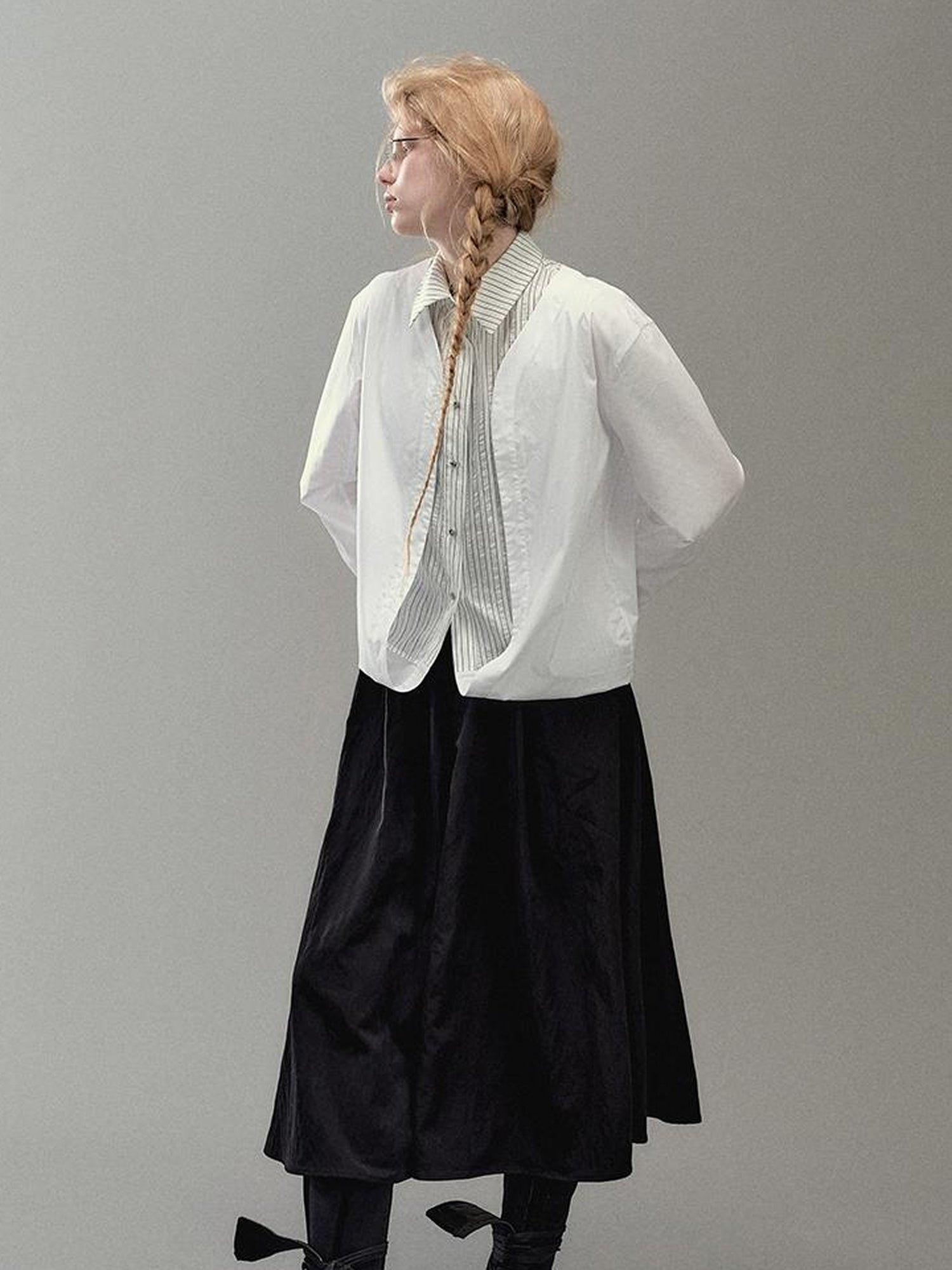 AnnoMundi Two Way Stripe Shirt With Layered Pocket Detail