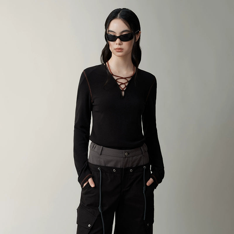 AnnoMundi_V-Neck_Contrast_Tie_Side_Slit_Stretch_Knit_Tee_MISSTT