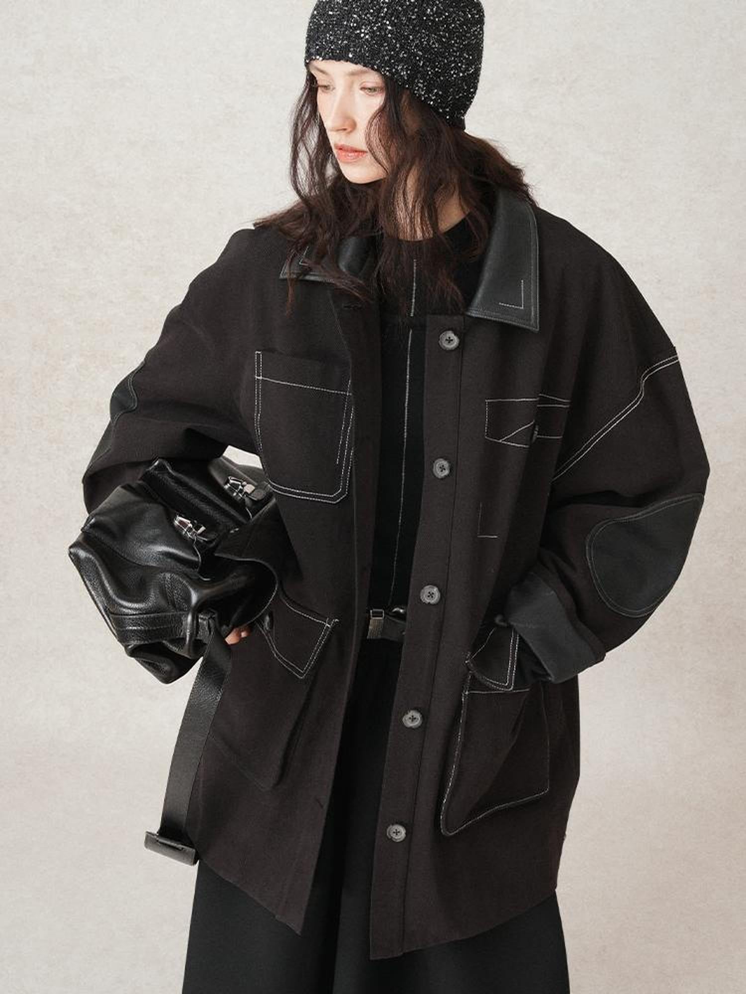 AnnoMundi Vintage Barn Jacket With Leather Accents
