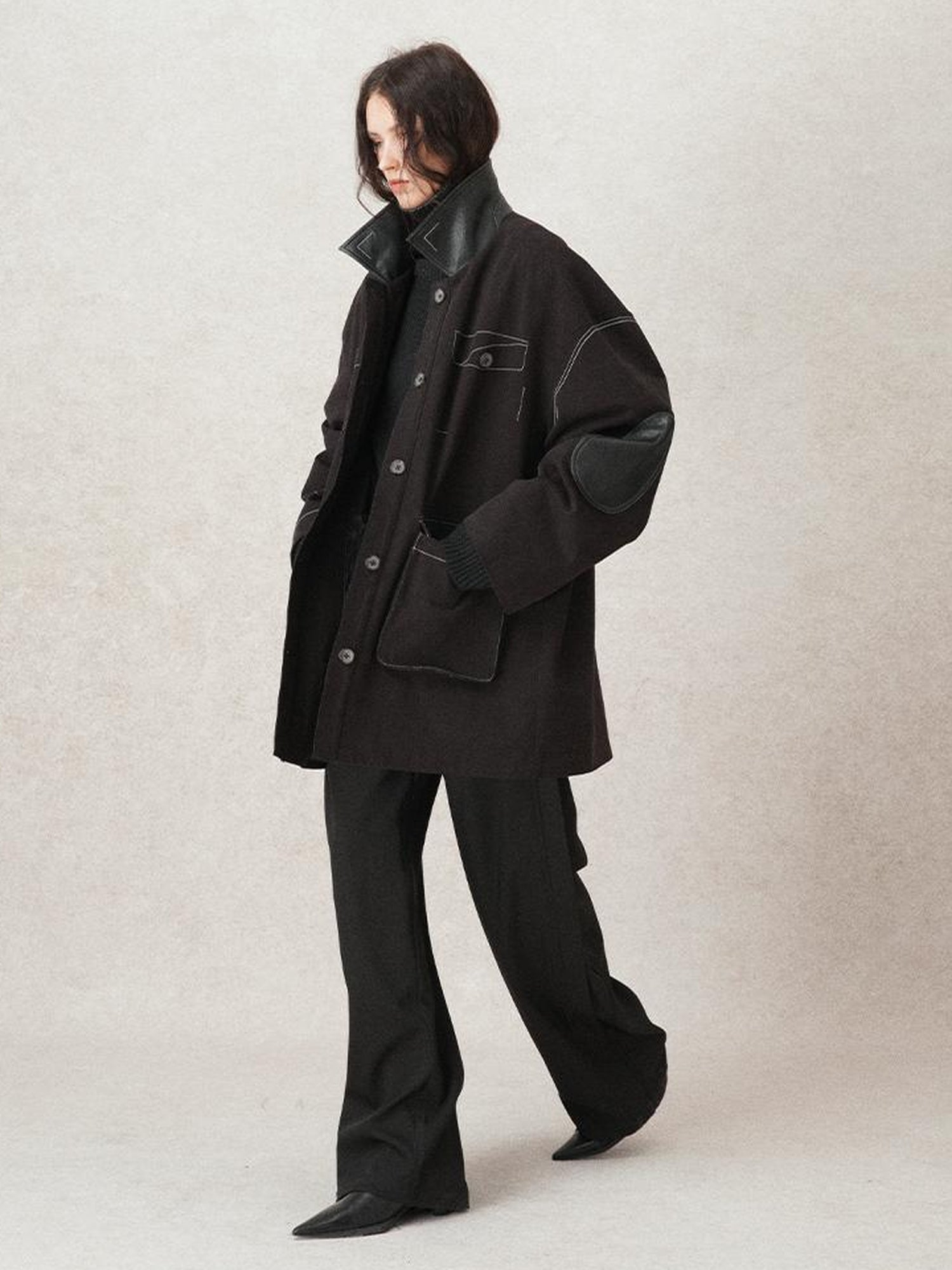 AnnoMundi Vintage Barn Jacket With Leather Accents