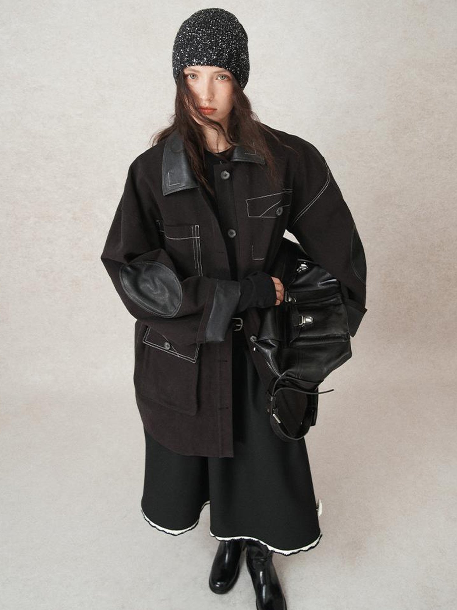 AnnoMundi Vintage Barn Jacket With Leather Accents