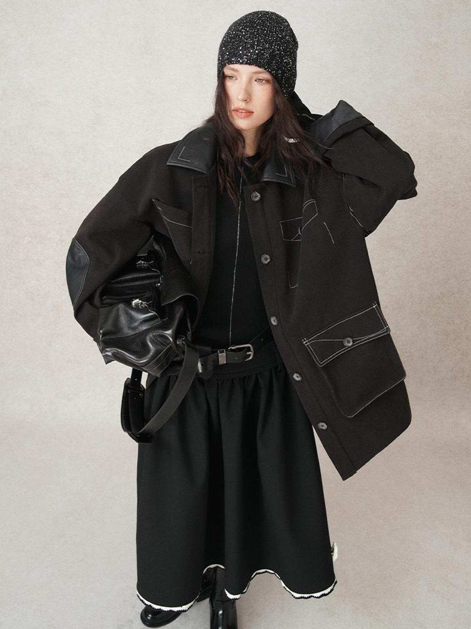 AnnoMundi Vintage Barn Jacket With Leather Accents