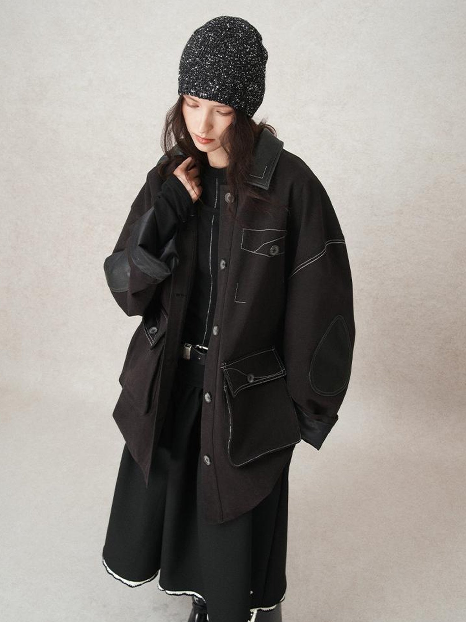 AnnoMundi Vintage Barn Jacket With Leather Accents