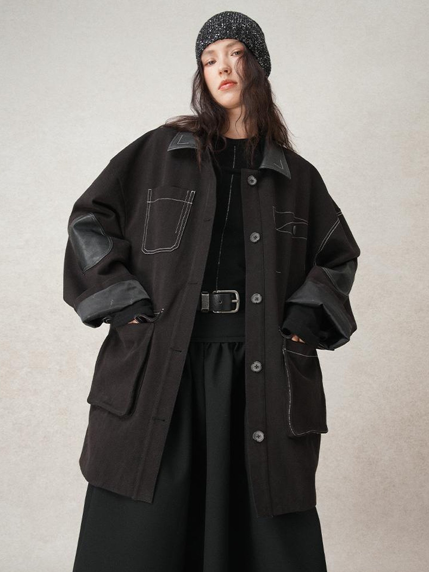 AnnoMundi Vintage Barn Jacket With Leather Accents