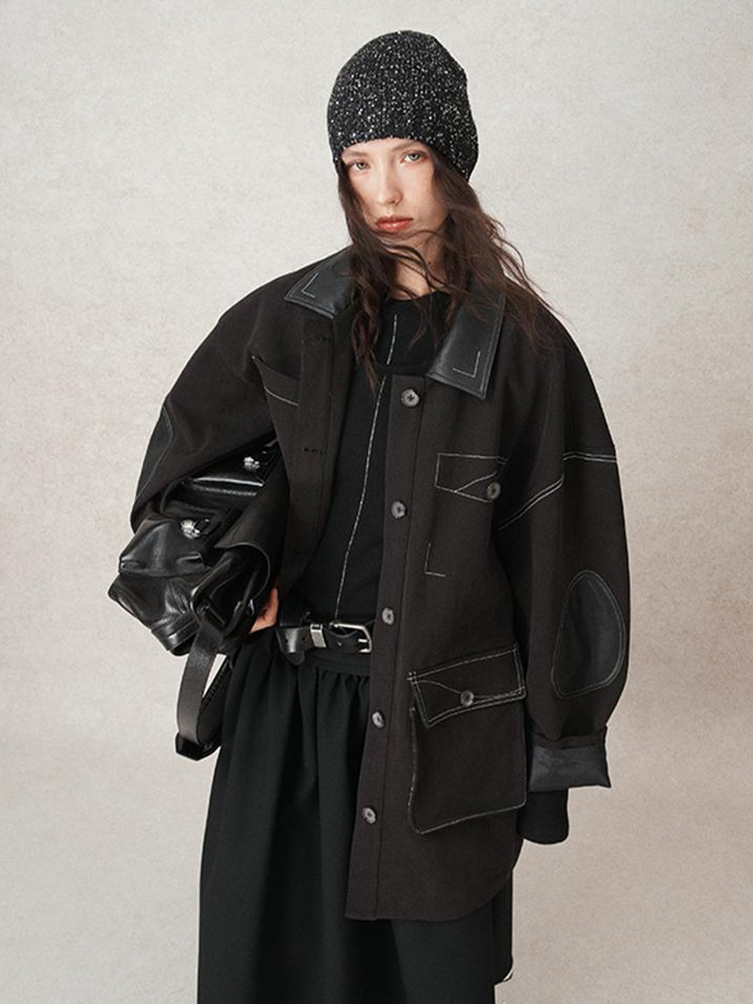 AnnoMundi Vintage Barn Jacket With Leather Accents