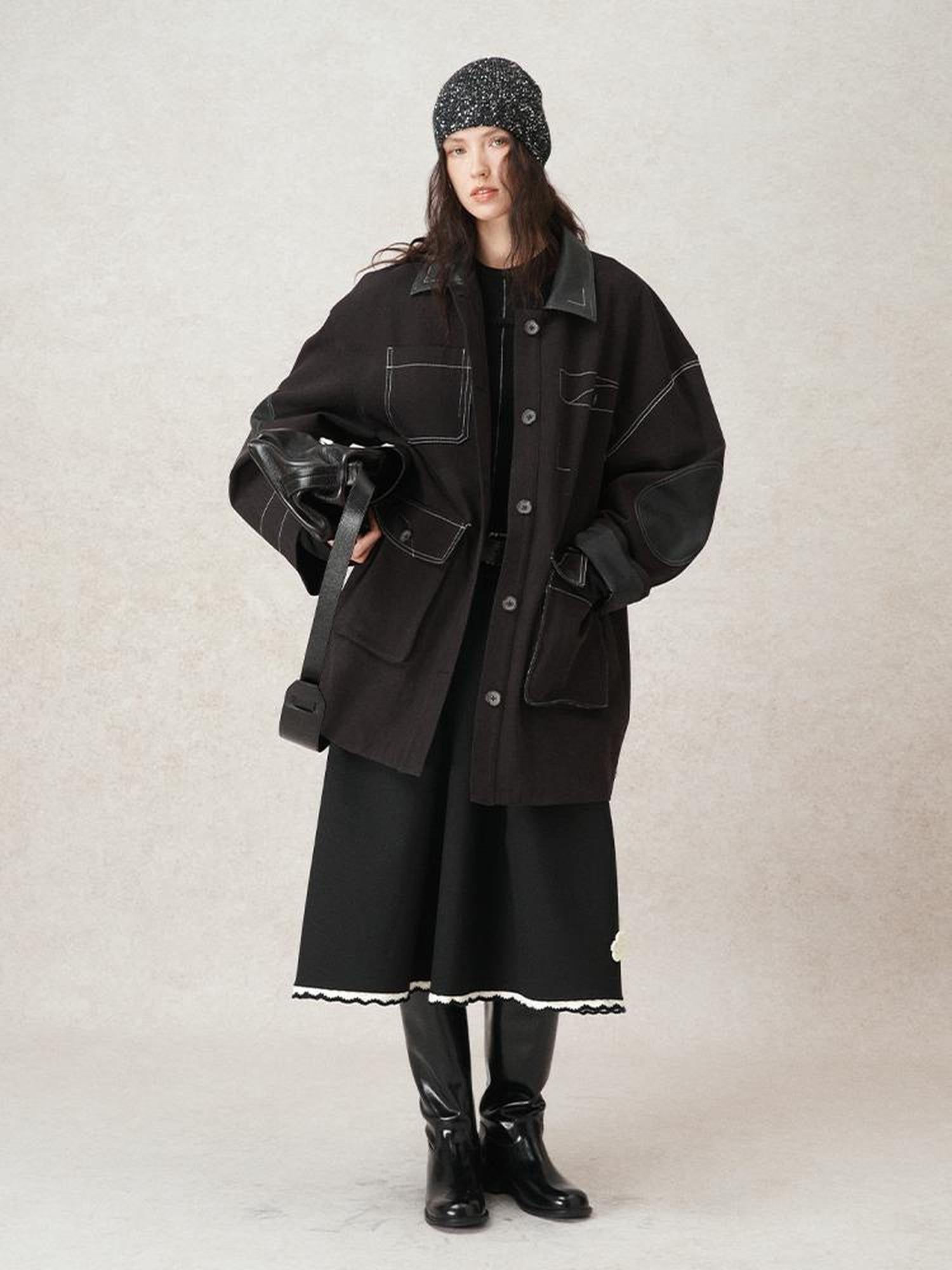 AnnoMundi Vintage Barn Jacket With Leather Accents