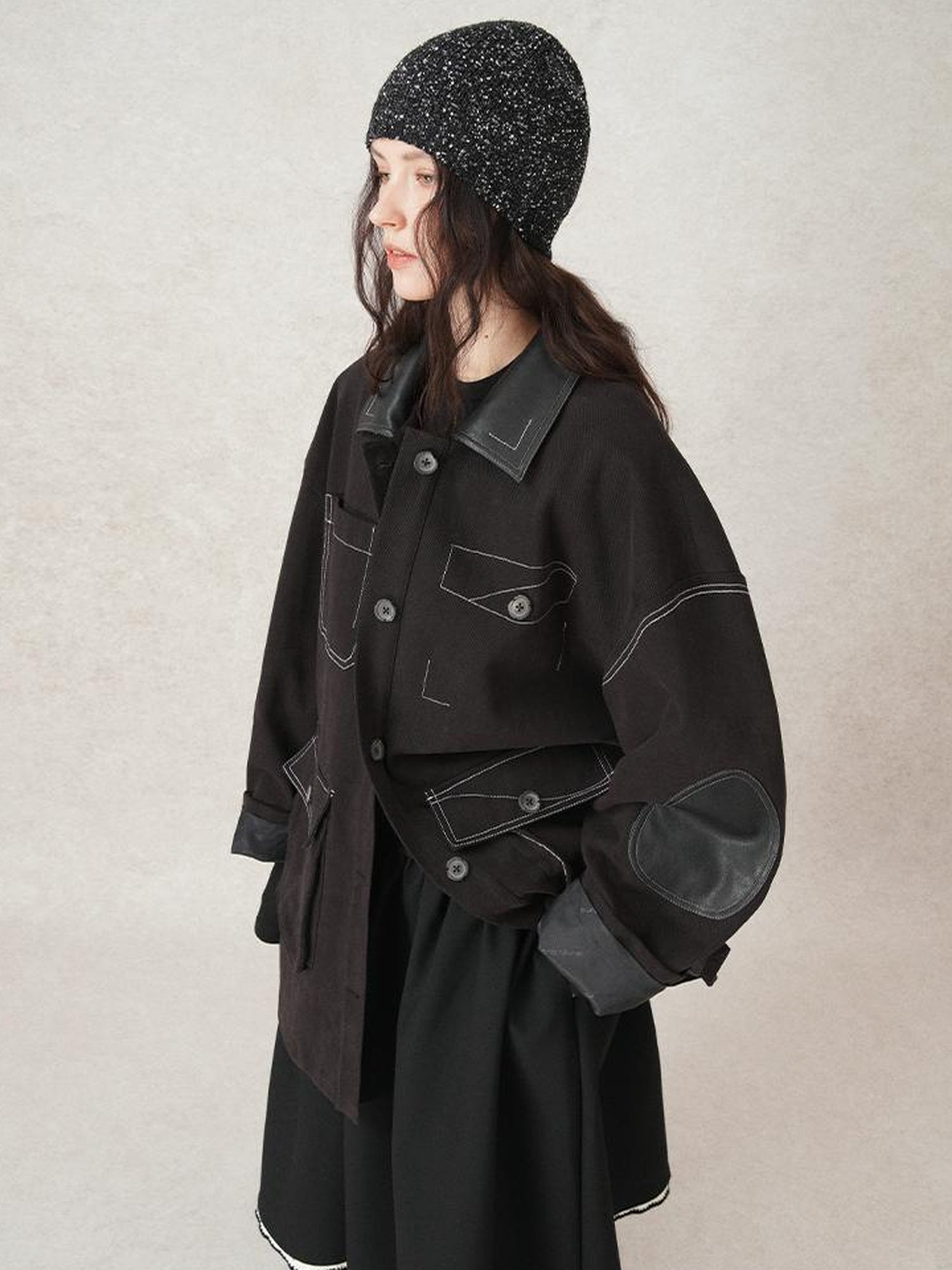 AnnoMundi Vintage Barn Jacket With Leather Accents